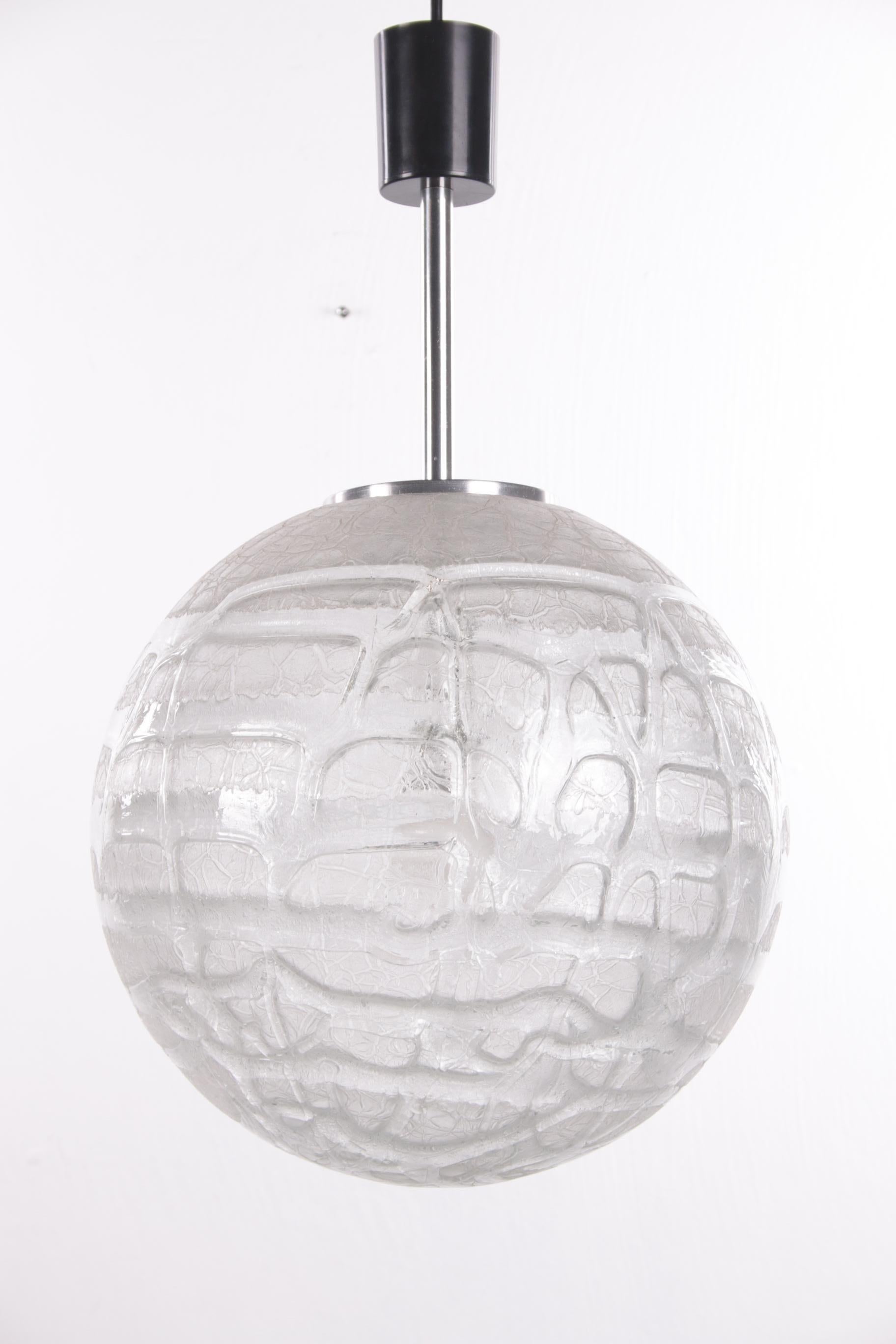 Mid-Century Modern Glass Globe Pendant Lamp by Doria Leuchten, 1970s Glass Globe Pendant