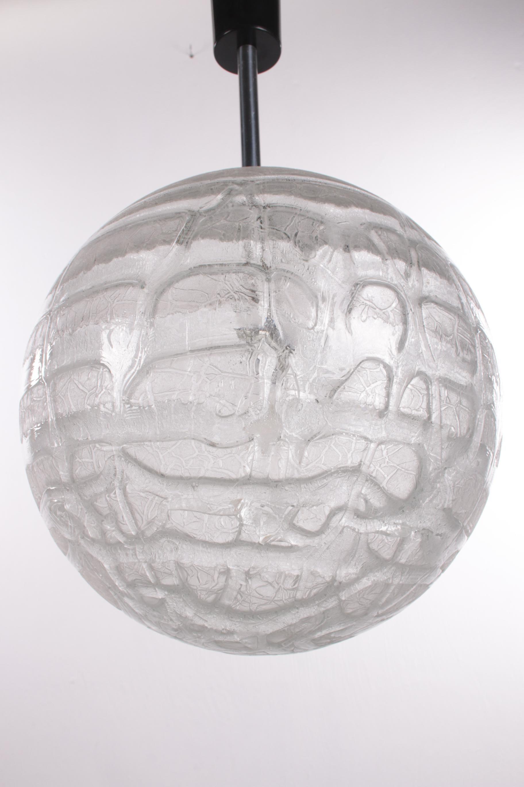 Glass Globe Pendant Lamp by Doria Leuchten, 1970s Glass Globe Pendant 1