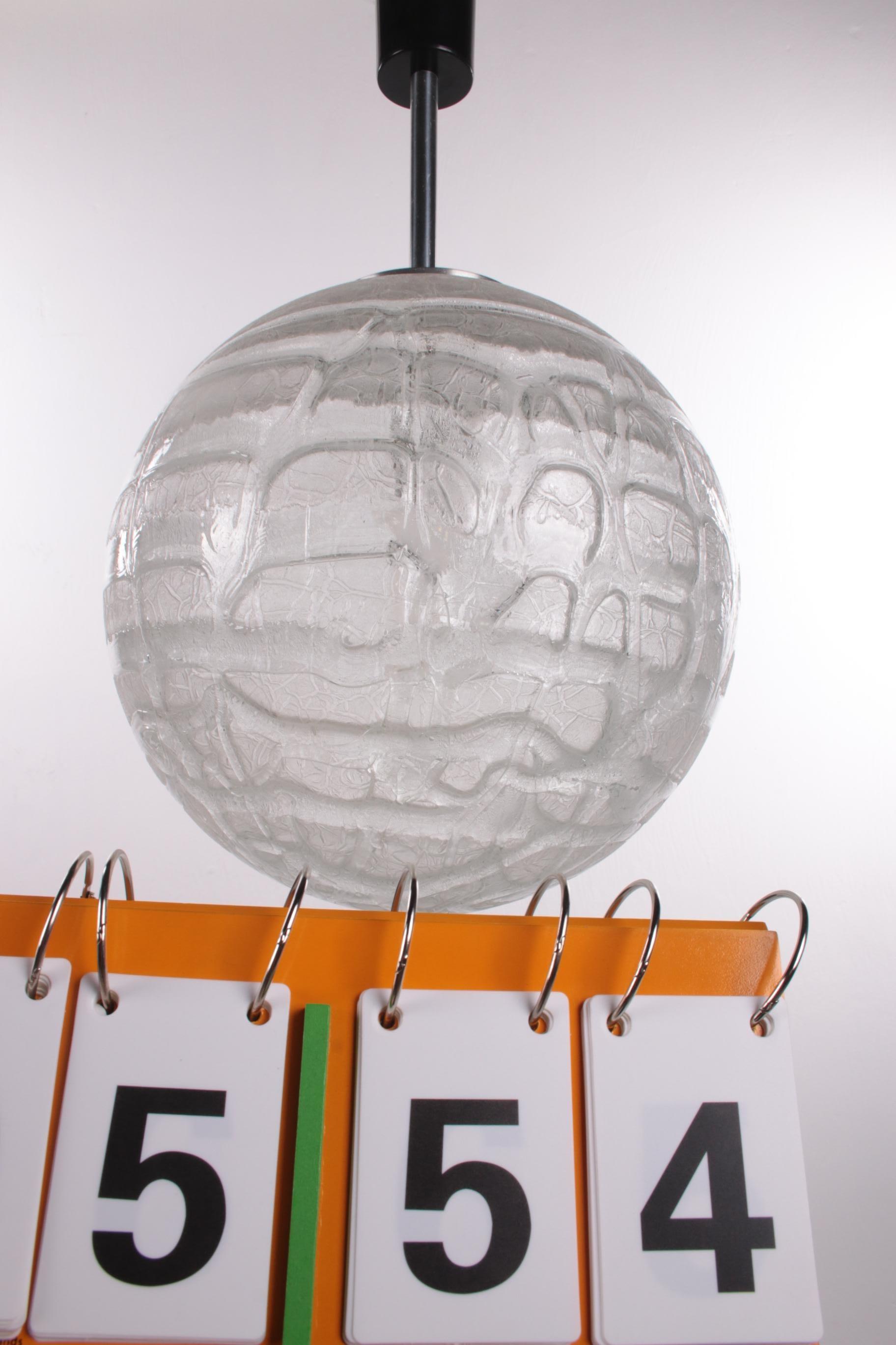 Glass Globe Pendant Lamp by Doria Leuchten, 1970s Glass Globe Pendant 3