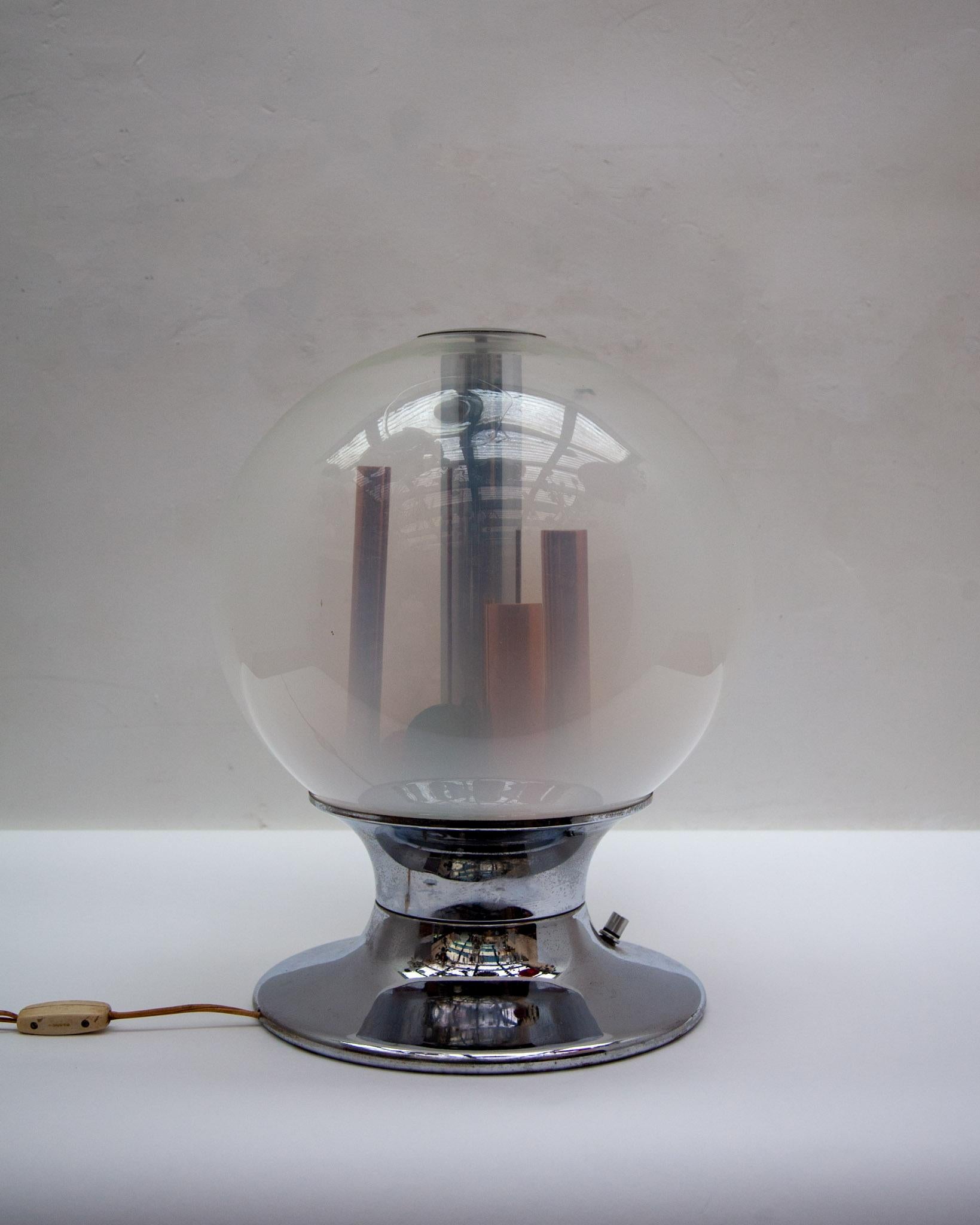 Mid-20th Century Glass Globe Table Lamp Mid-Century Modern, by Selenova, Italy, 1960s For Sale