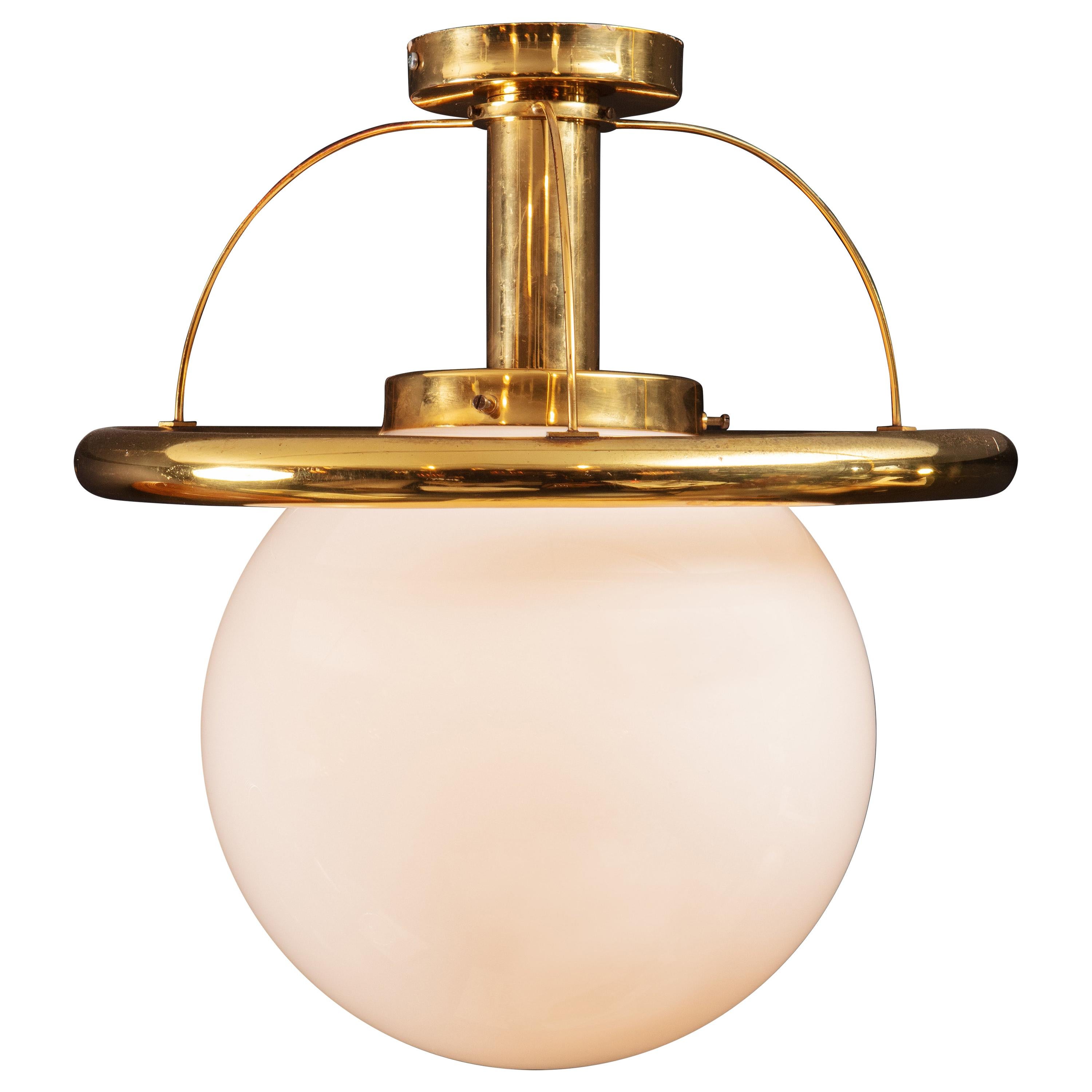 Glass Globe with Brass Pendant Light at 1stDibs