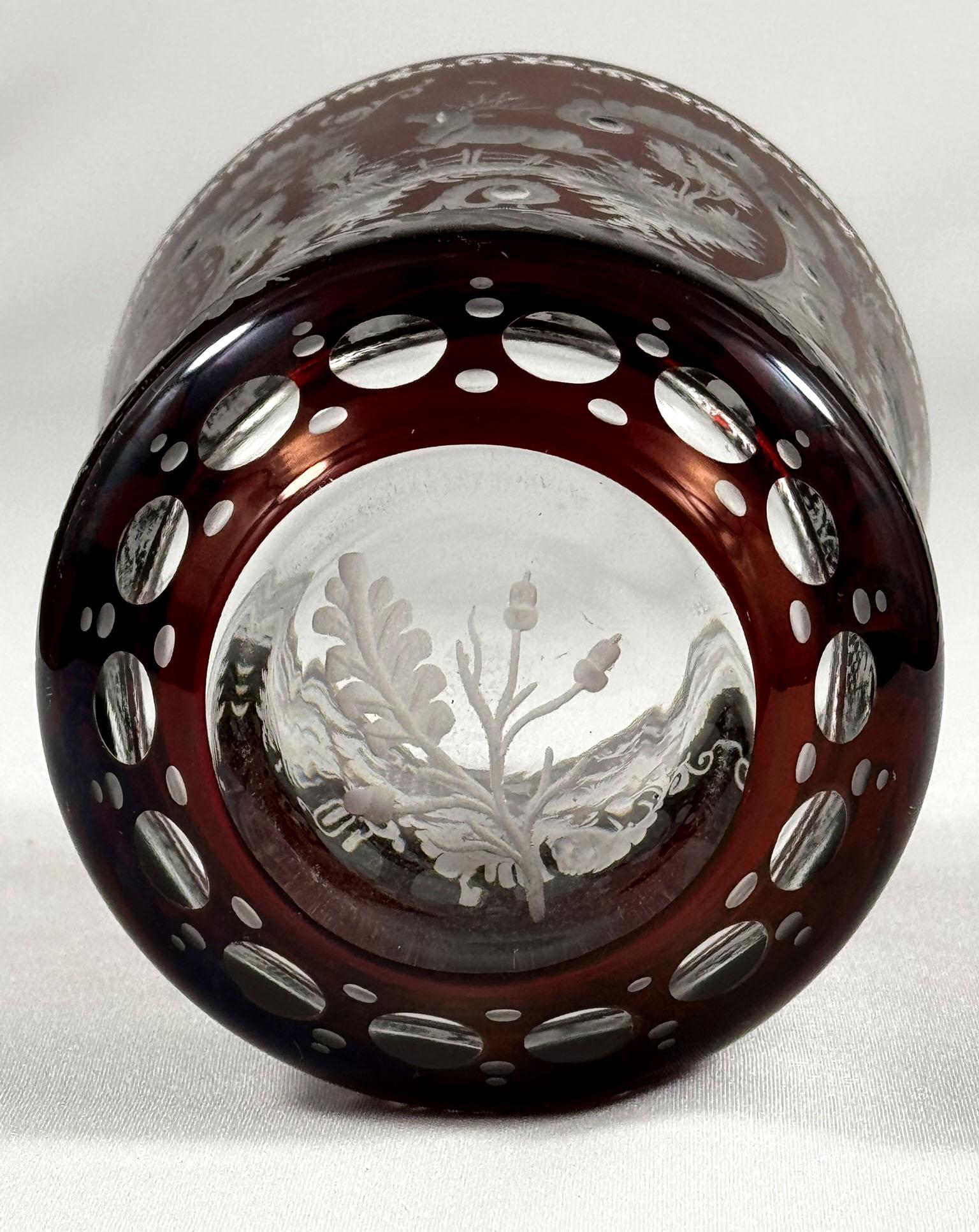 Gobelet Germann - Verre de Bohème - Rouge Lazure 20ème siècle en vente 5