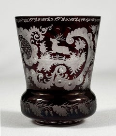 Glass goblet-Egermann - Bohemian Glass - Red Lazure 20th century