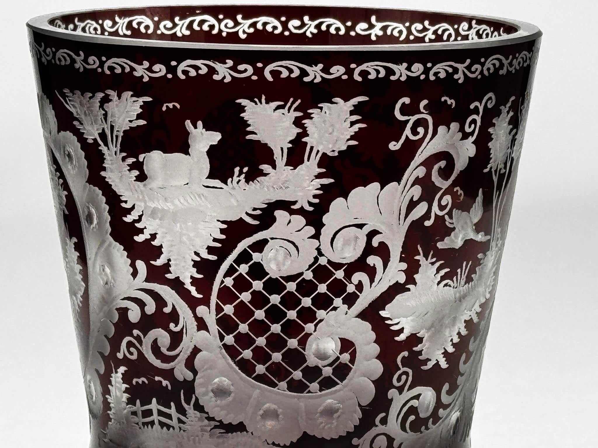 Gobelet Germann - Verre de Bohème - Rouge Lazure 20ème siècle en vente 1