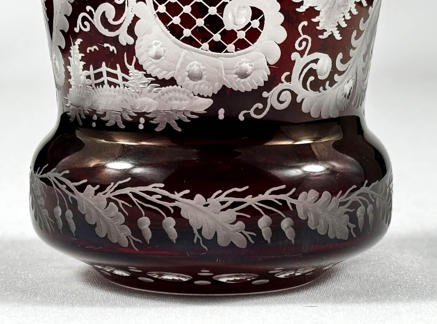 Gobelet Germann - Verre de Bohème - Rouge Lazure 20ème siècle en vente 2
