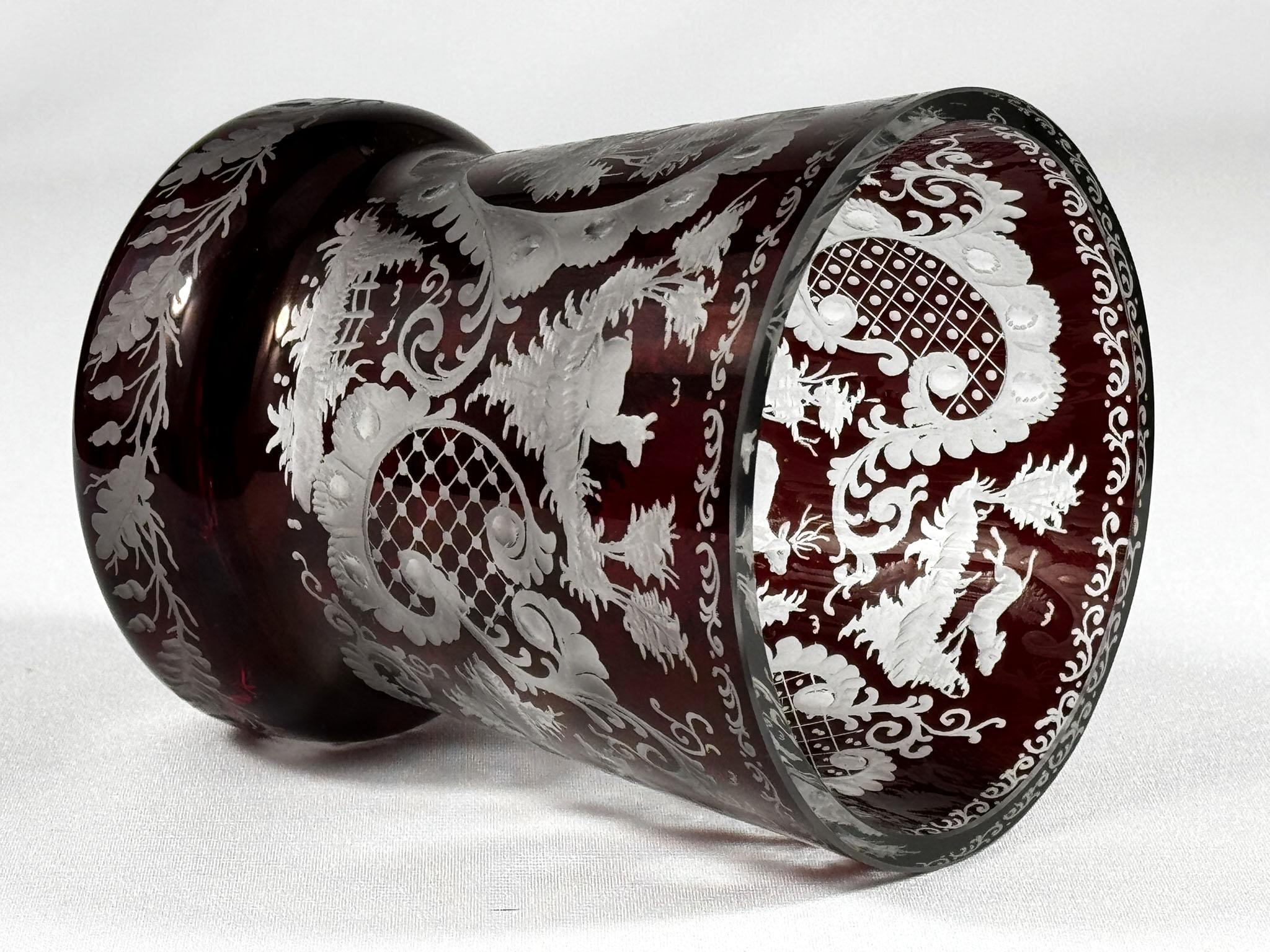 Gobelet Germann - Verre de Bohème - Rouge Lazure 20ème siècle en vente 3