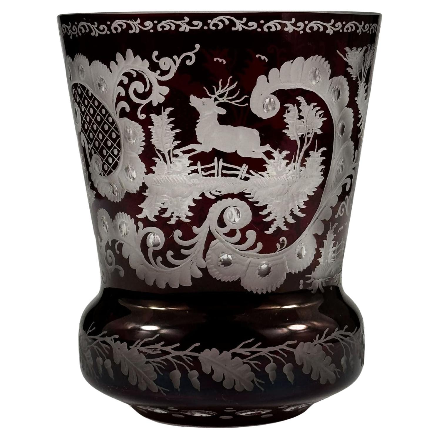 Vetro goblet-Egermann - Vetro di Boemia - Lazure rosso XX secolo