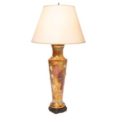 Glass, Gold and Enamel Table Lamp, Italy, Early 20th Century
