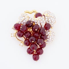 Glass Grapes Cluster Brooch By Nolan Miller, 1980s