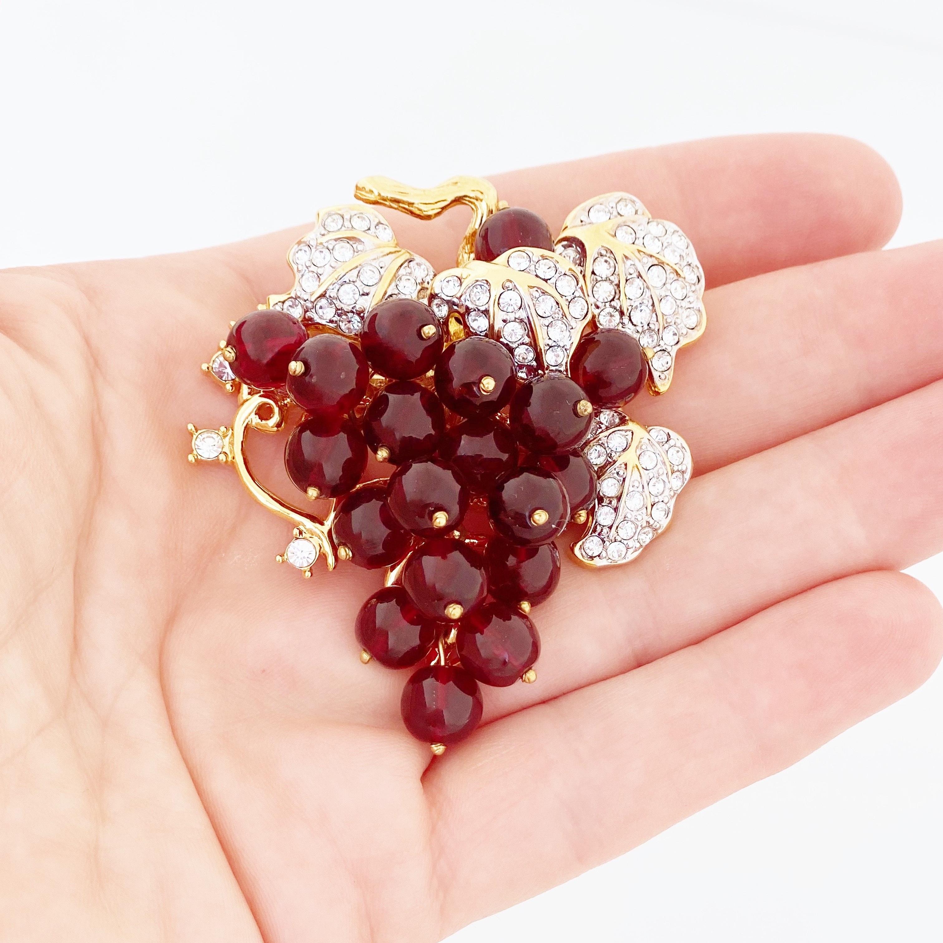 Glass Grapes Cluster Brooch By Nolan Miller, 1980s 1