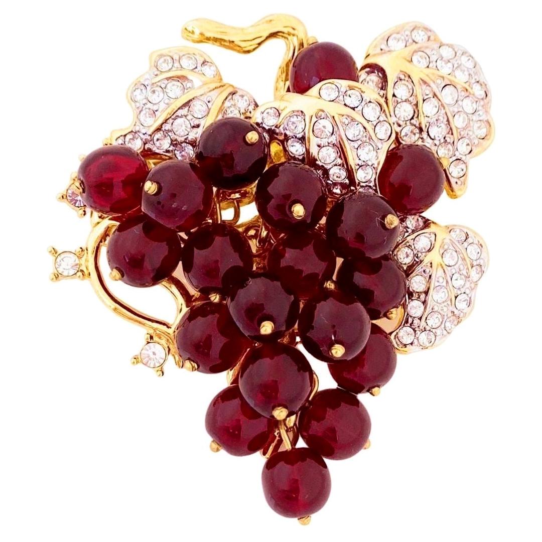 Glass Grapes Cluster Brooch By Nolan Miller, 1980s