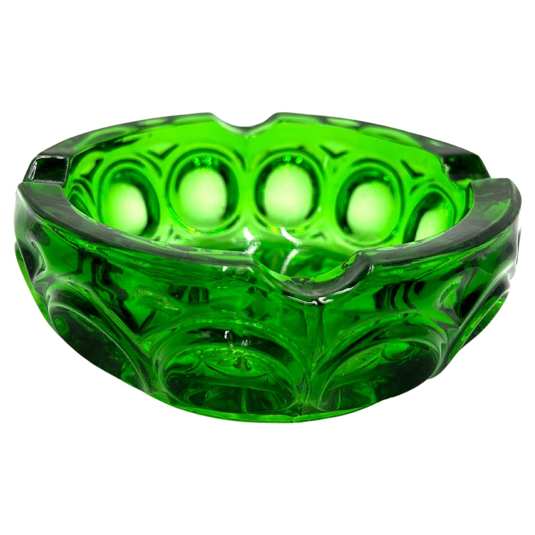 Beautiful Italian Submerged Green Glass Ashtray 1960s For Sale at 1stDibs