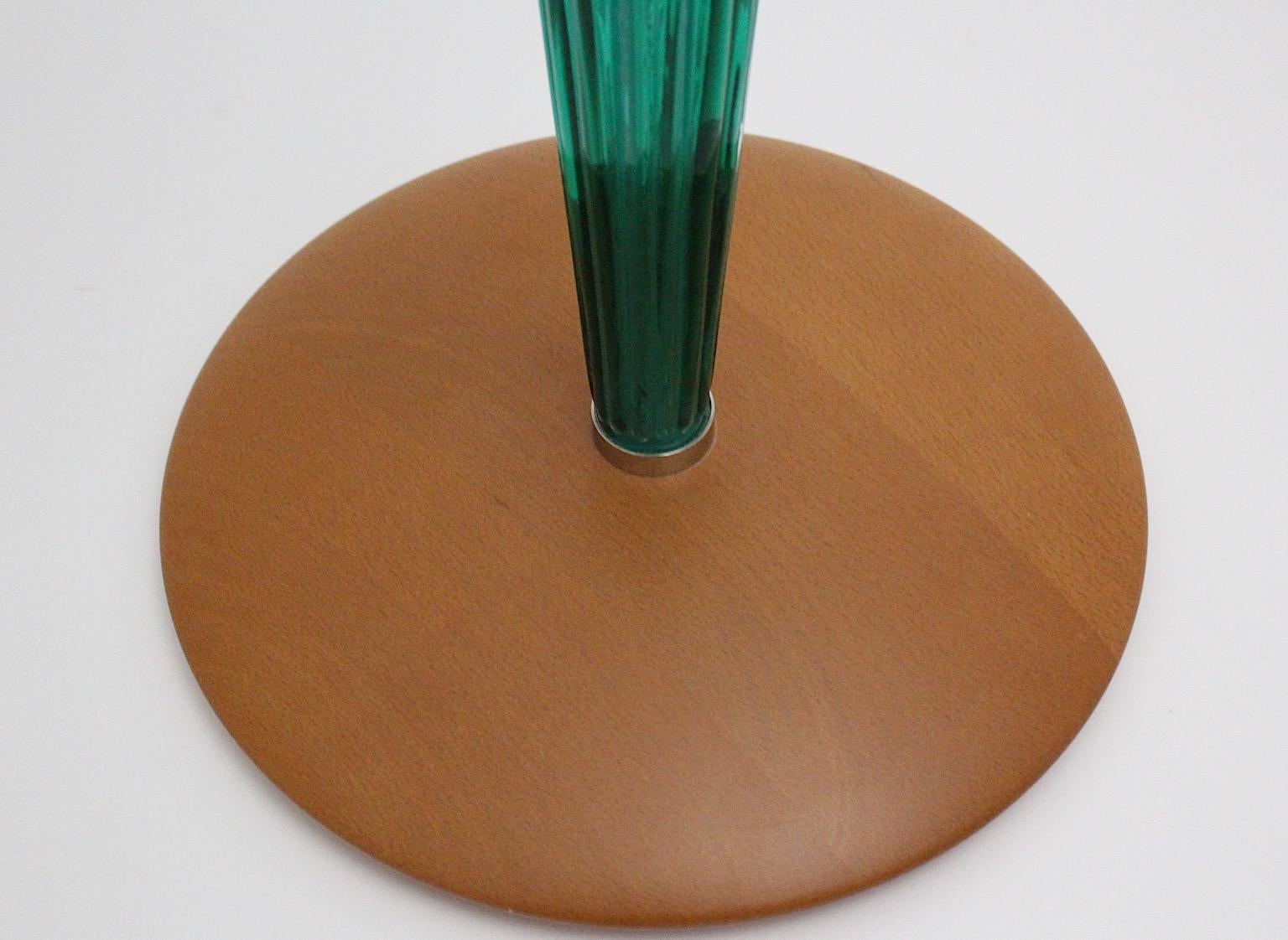 20th Century Glass Green Beech Cloverleaf Vintage Side Table circa 1980 Italy For Sale