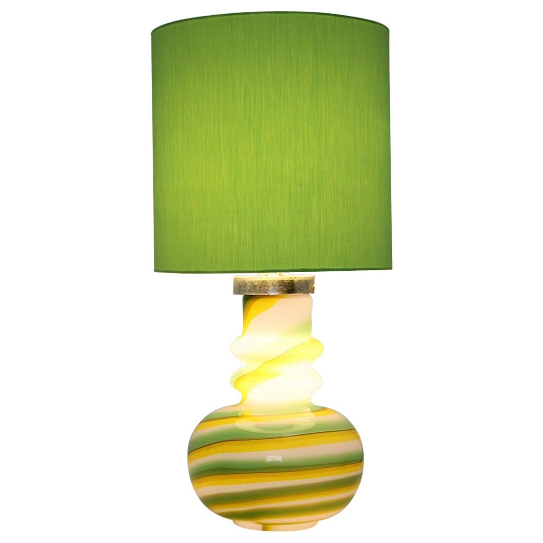 Glass Green Yellow White Vintage Space, White Vintage Table Lamp