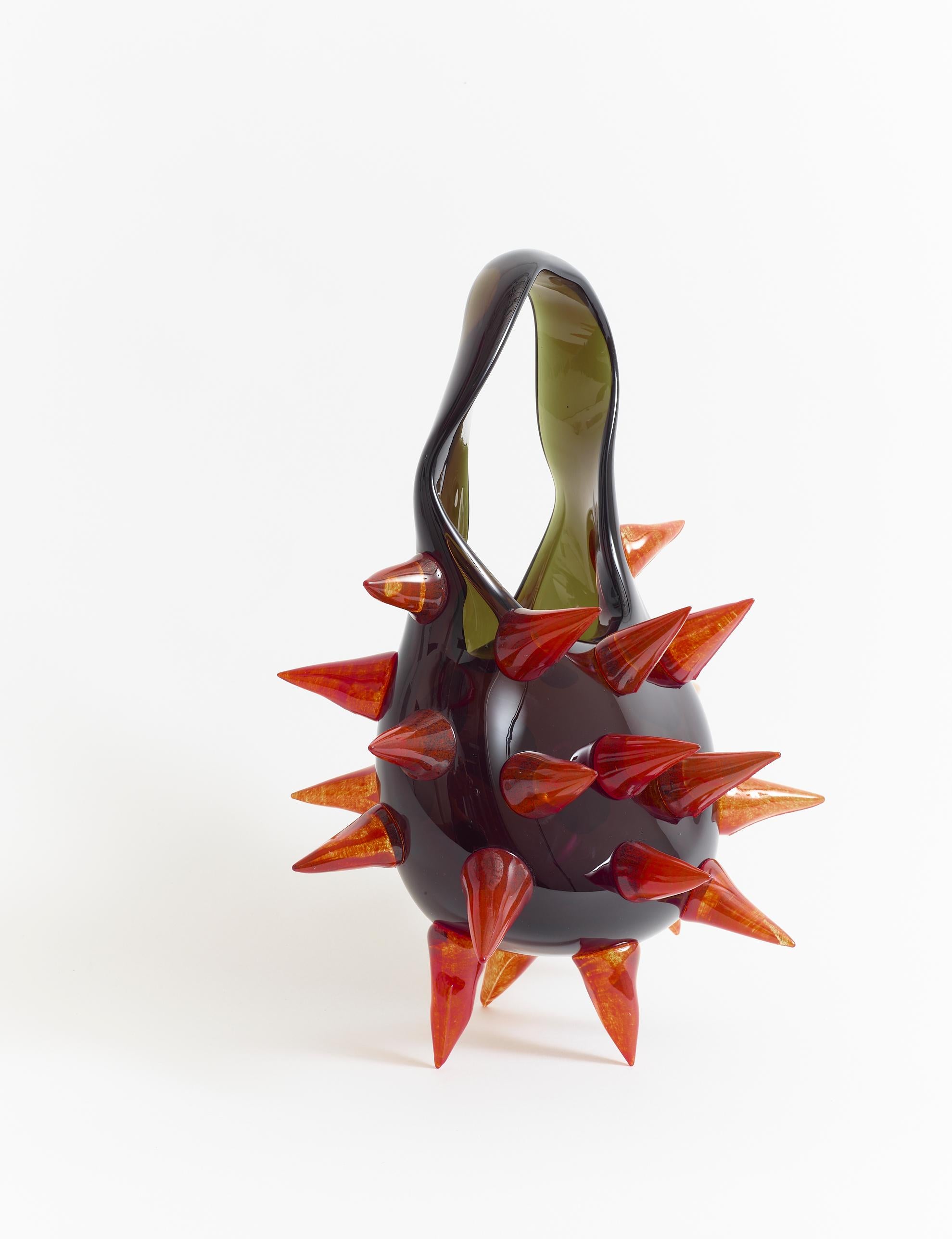 Other Glass Handbag with Red Spikes by Raiffe For Sale