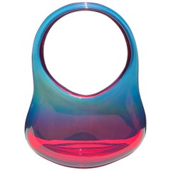 Glass Handbag with Shipibo Blue to Ruby Fade by Raiffe