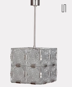 Glass hanging lamp by Kamenicky Senov, 1970s