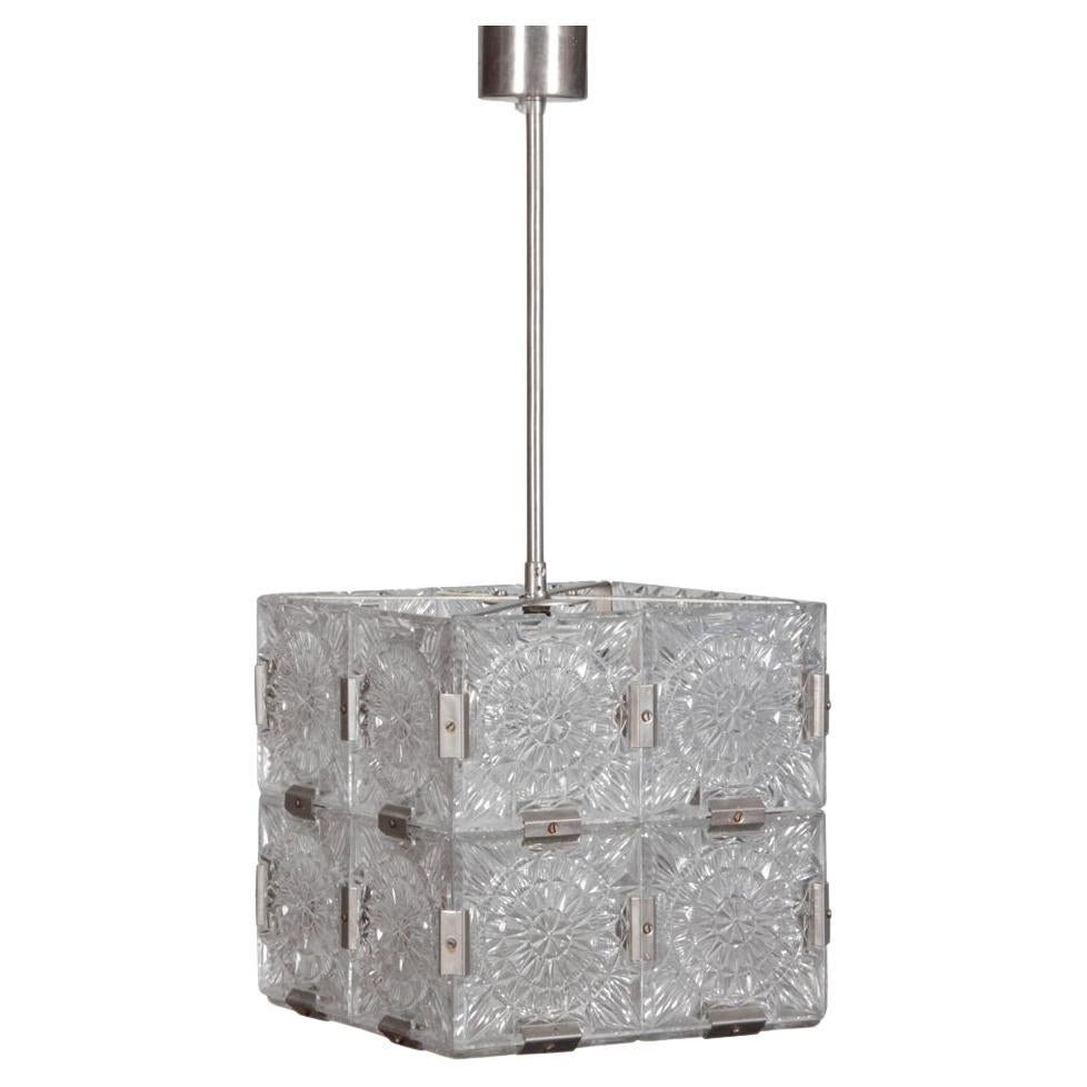 Lámpara colgante de cristal de Kamenicky Senov, años 70