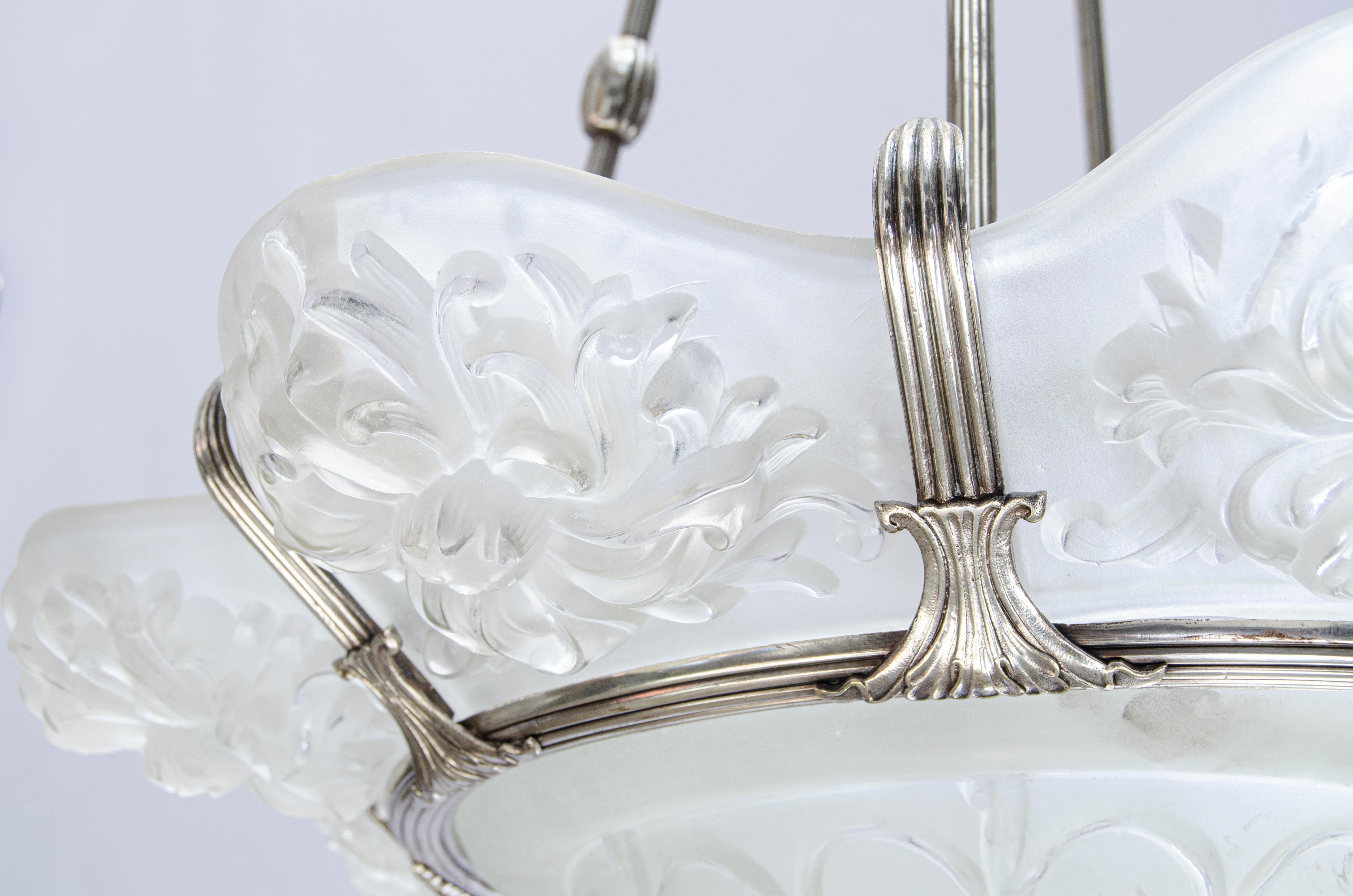 Lampada a sospensione in vetro di Marius-Ernest Sabino In condizioni buone in vendita a Ciudad Autónoma Buenos Aires, C