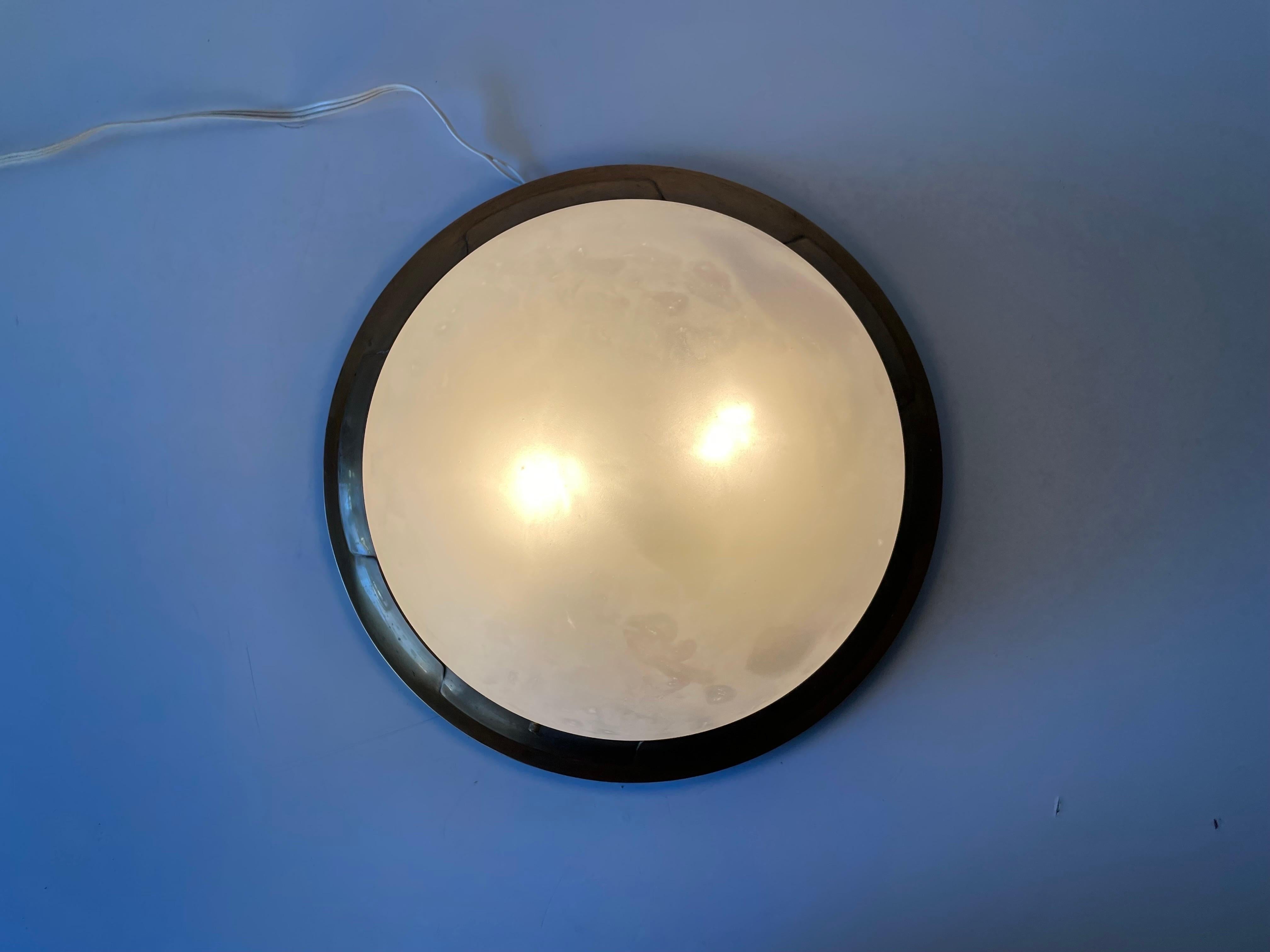 Glass & Heavy Brass Base Ceiling or Wall Lamp by Mod Dep Lamp Art, 1960s, Italy For Sale 5