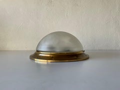 Glass & Heavy Brass Base Ceiling or Wall Lamp by Mod Dep Lamp Art, 1960s, Italy