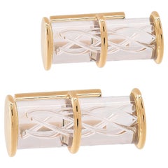 Glass Helix Yellow Gold Cuff Links