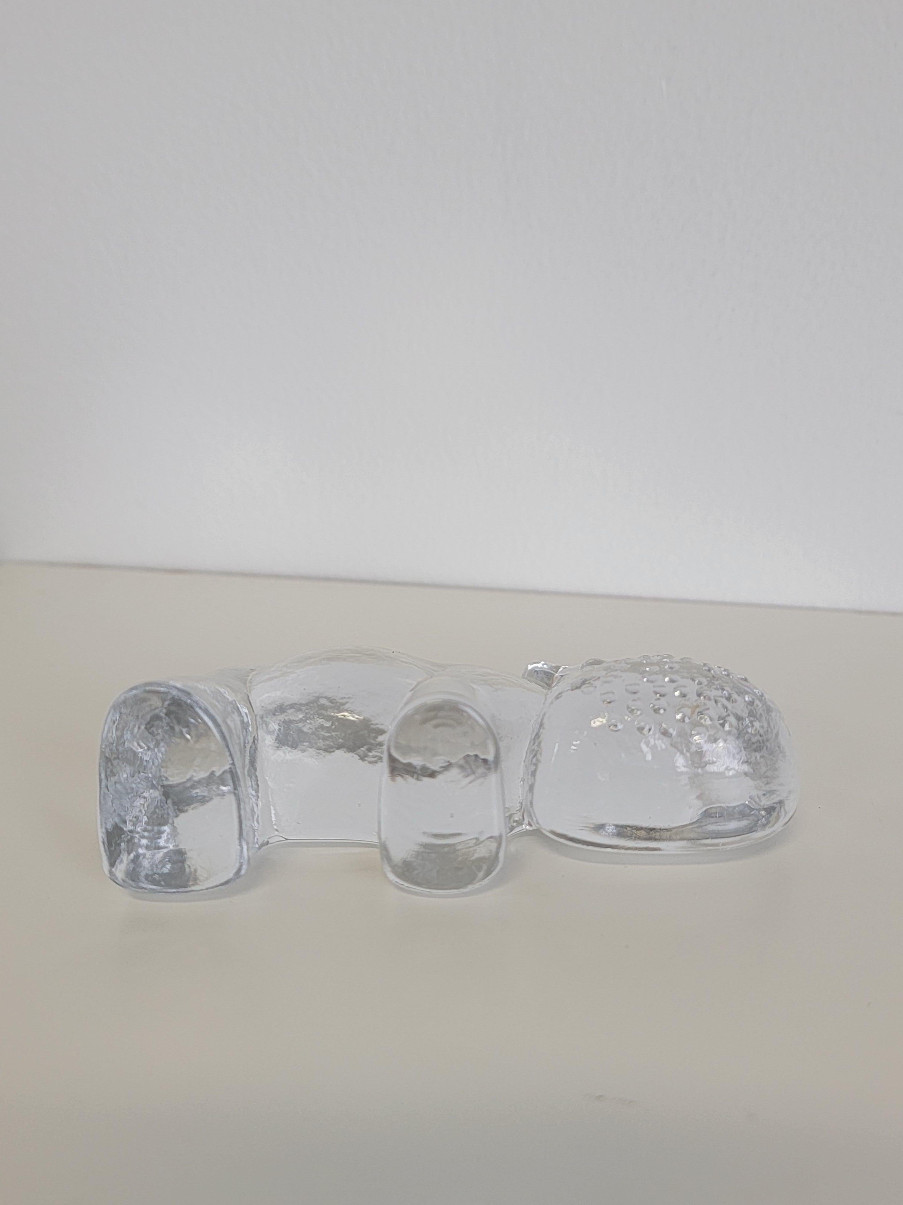 Other Glass Hippopotamus Paperweight By Bertil Vallien For Kosta Boda  For Sale