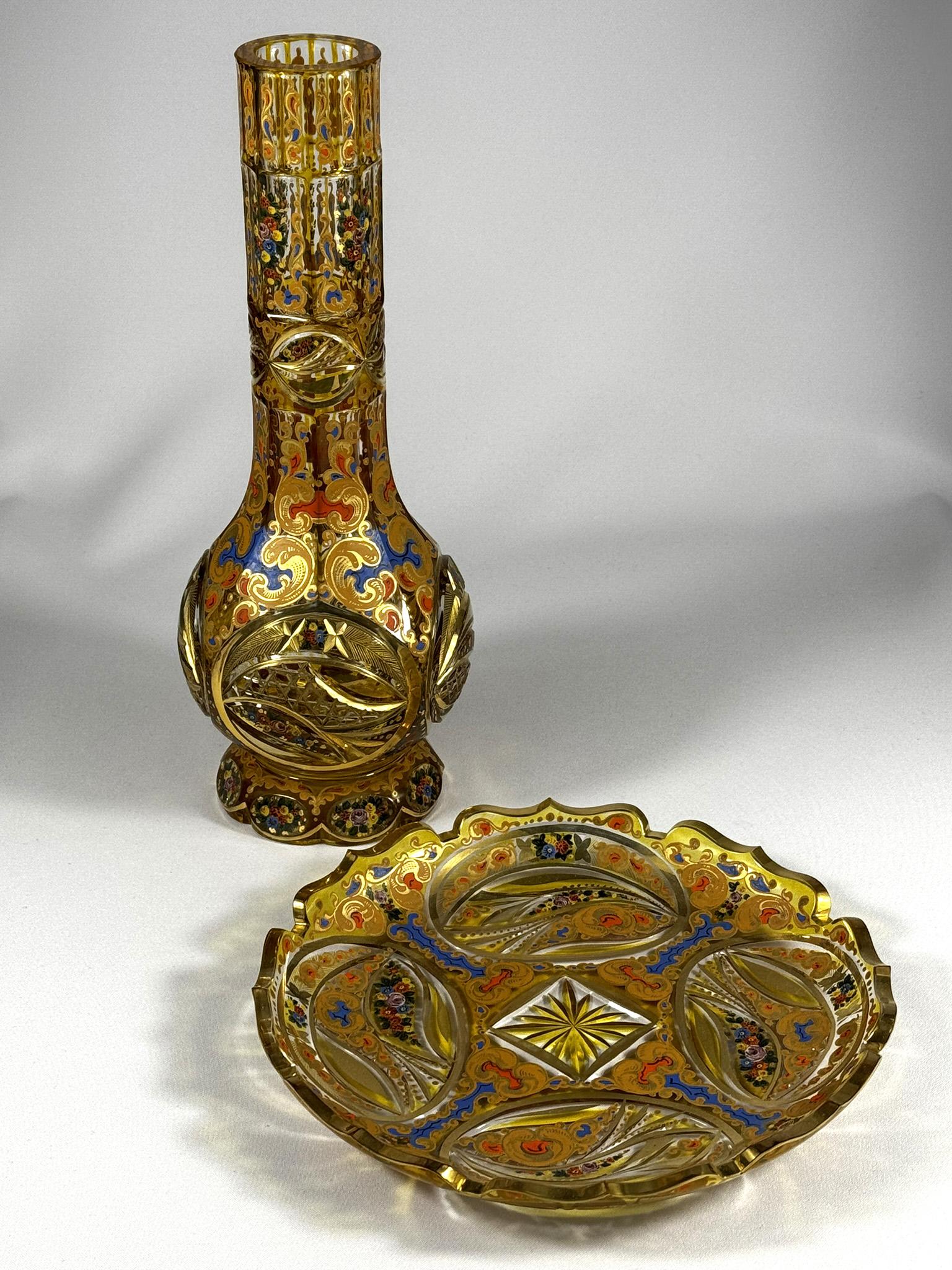 Hand-Crafted Glass Hookah Base in the Historical style of the 20th century Bohemian Glass