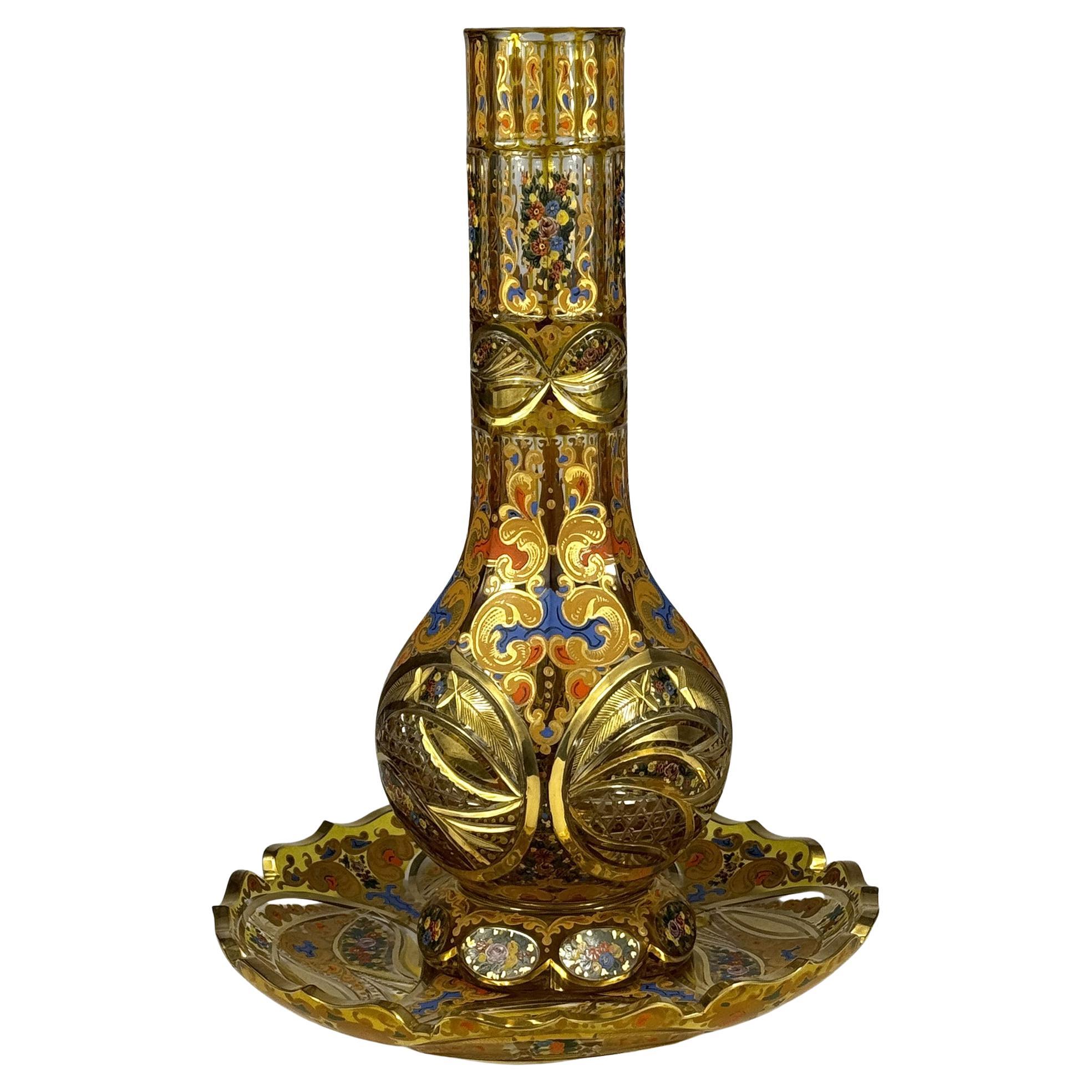 Base de Hookah dans le style historique du verre de Bohème du 20e siècle en vente