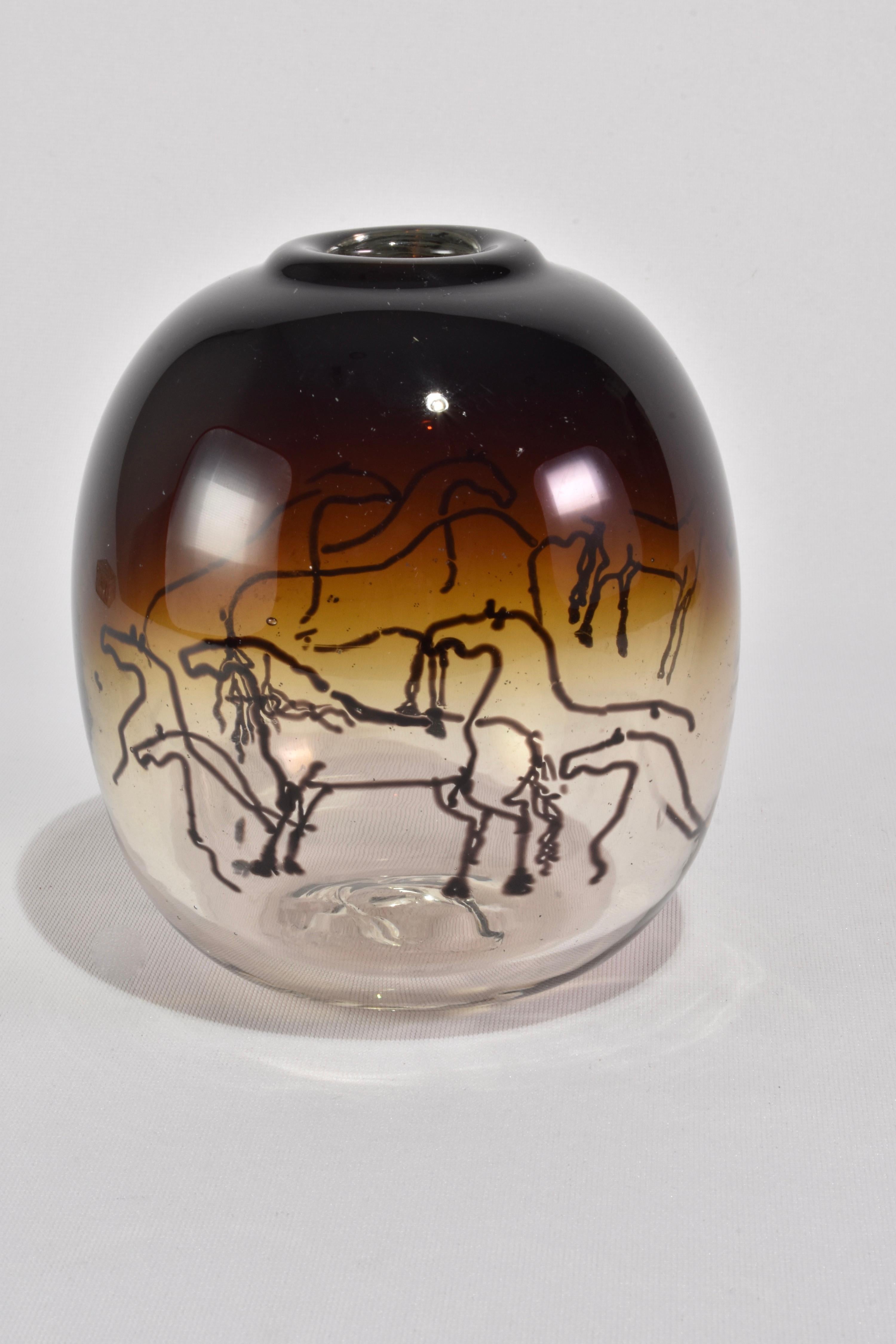 Hand-Crafted Glass Horse Vase