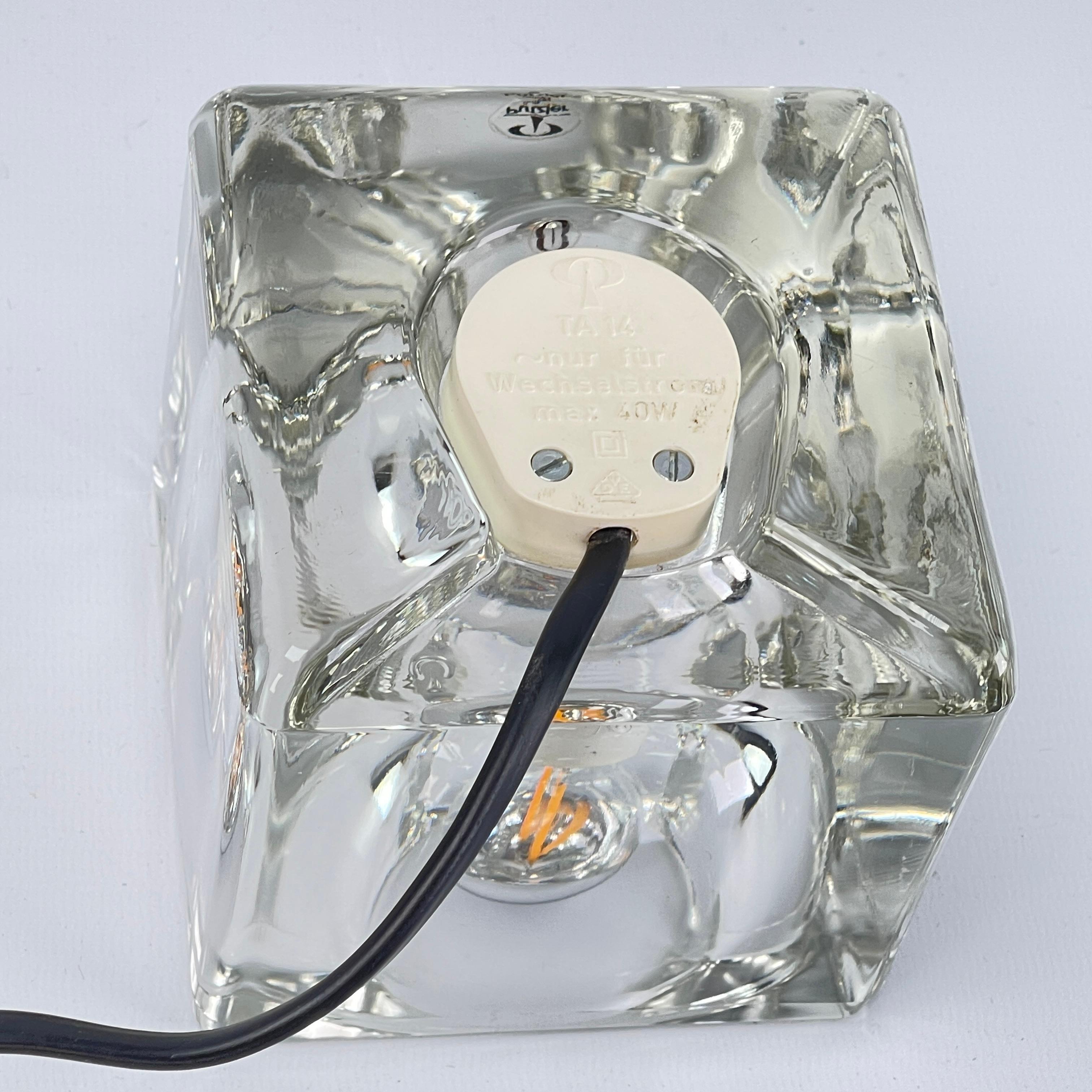 Space Age glass ice cube desk lamp by Peill & Putzler, 1970s For Sale