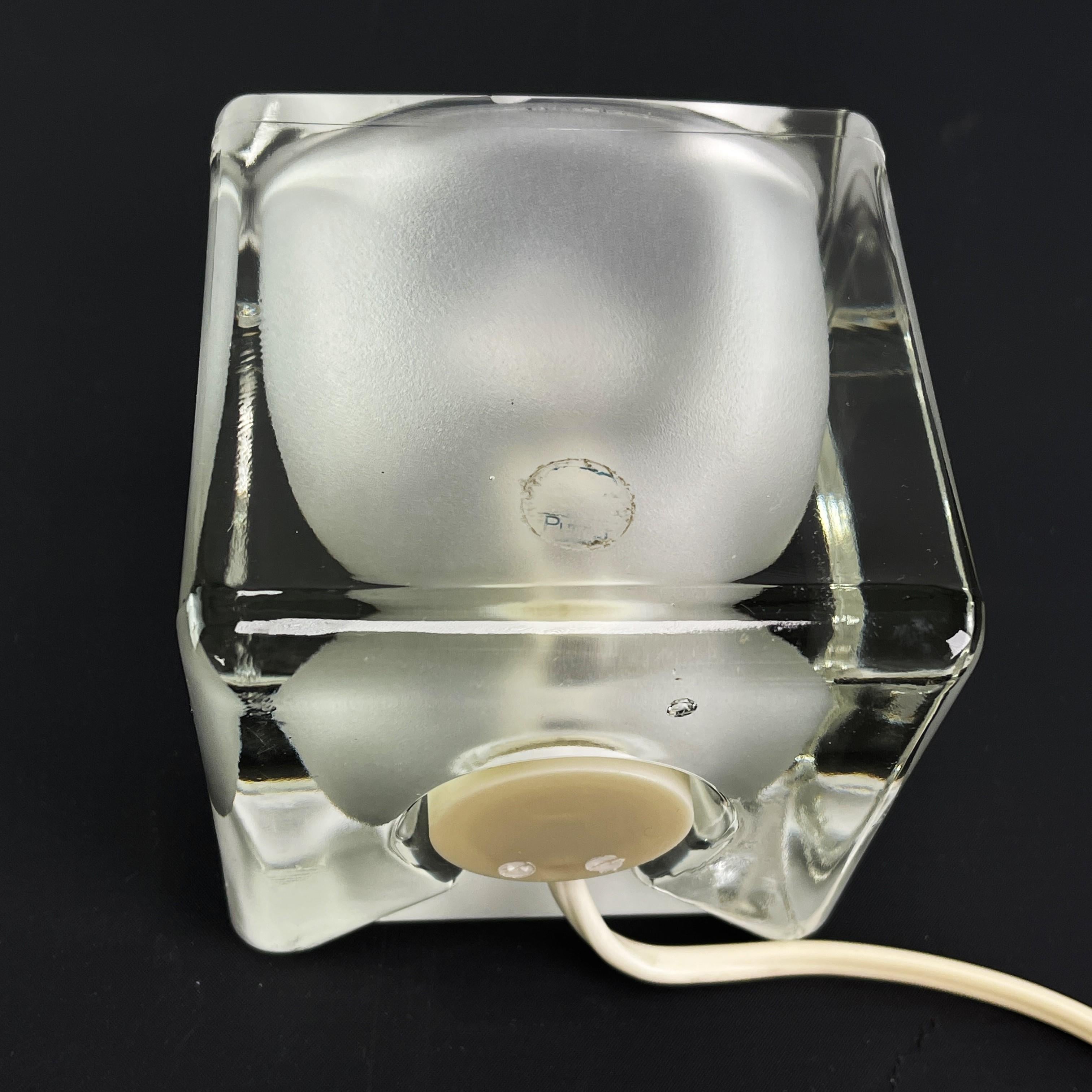 German glass ice cube desk lamp by Peill & Putzler, 1970s For Sale