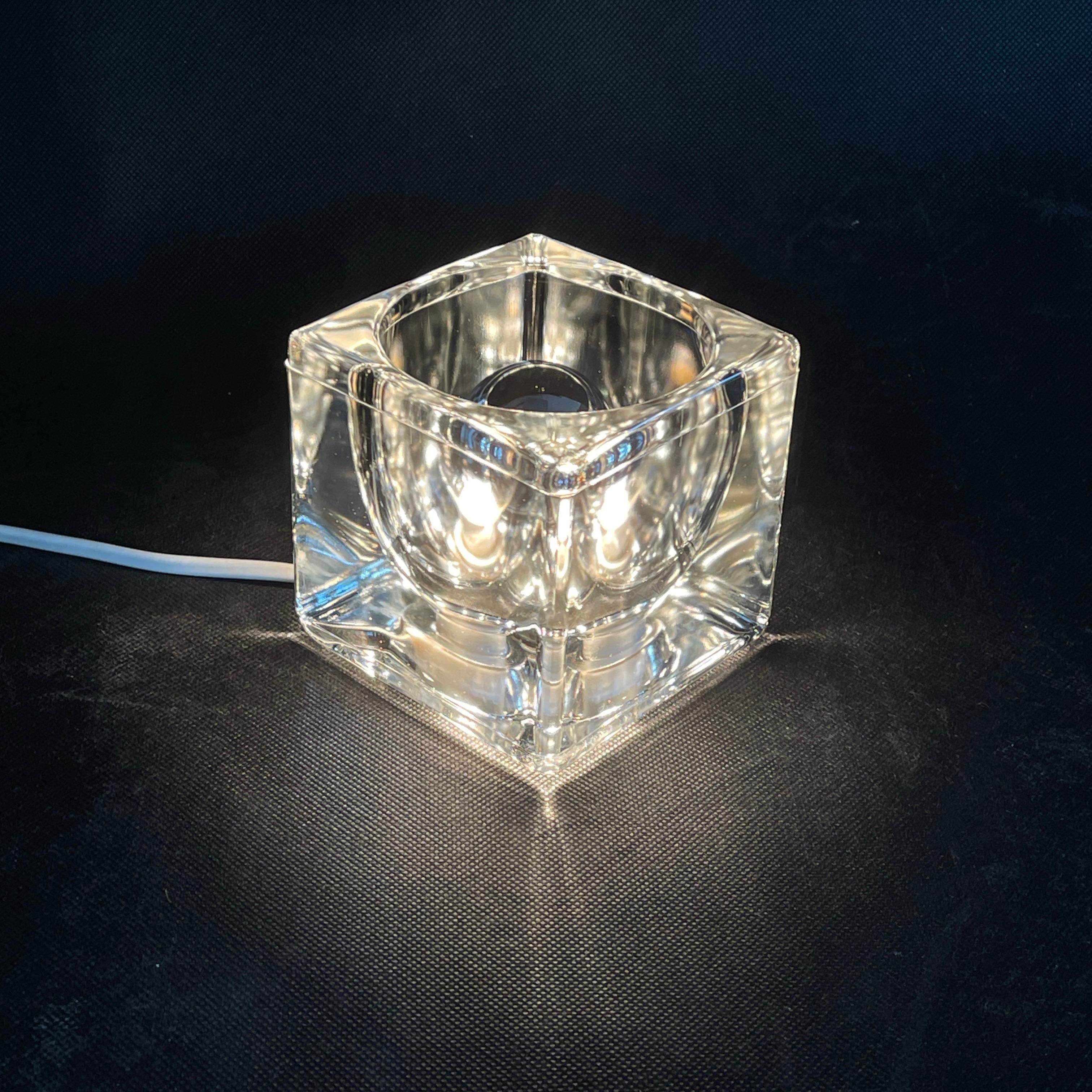 Glass glass ice cube desk lamp by Peill & Putzler, 1970s For Sale