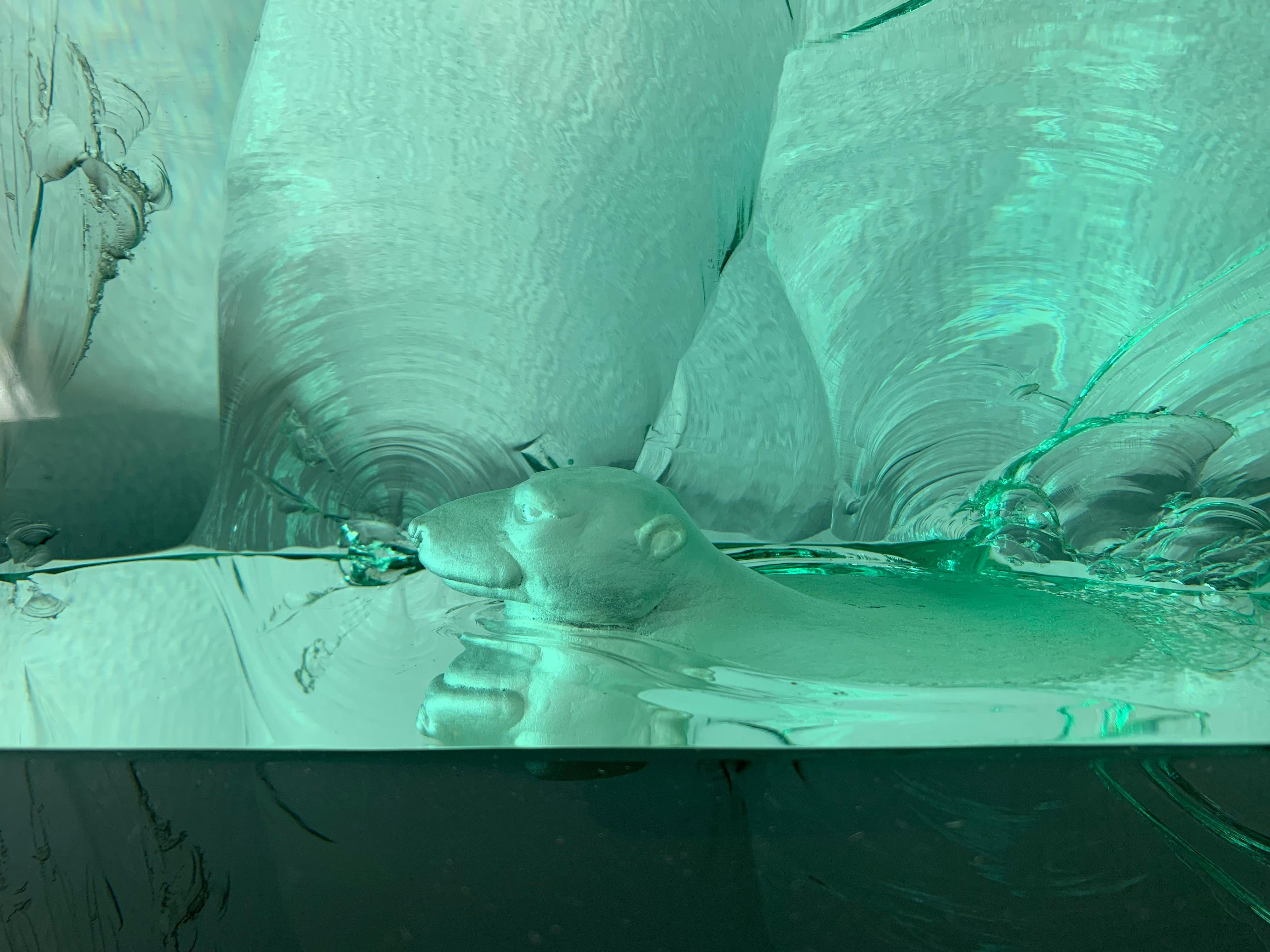 Glass Iceberg Polar Bear Sculpture 3