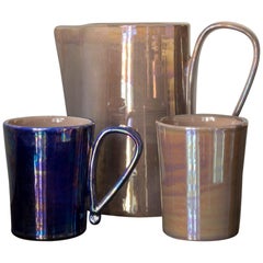 Glass in Ceramics Handmade in Italy with Shimmering Technique Called Lustro
