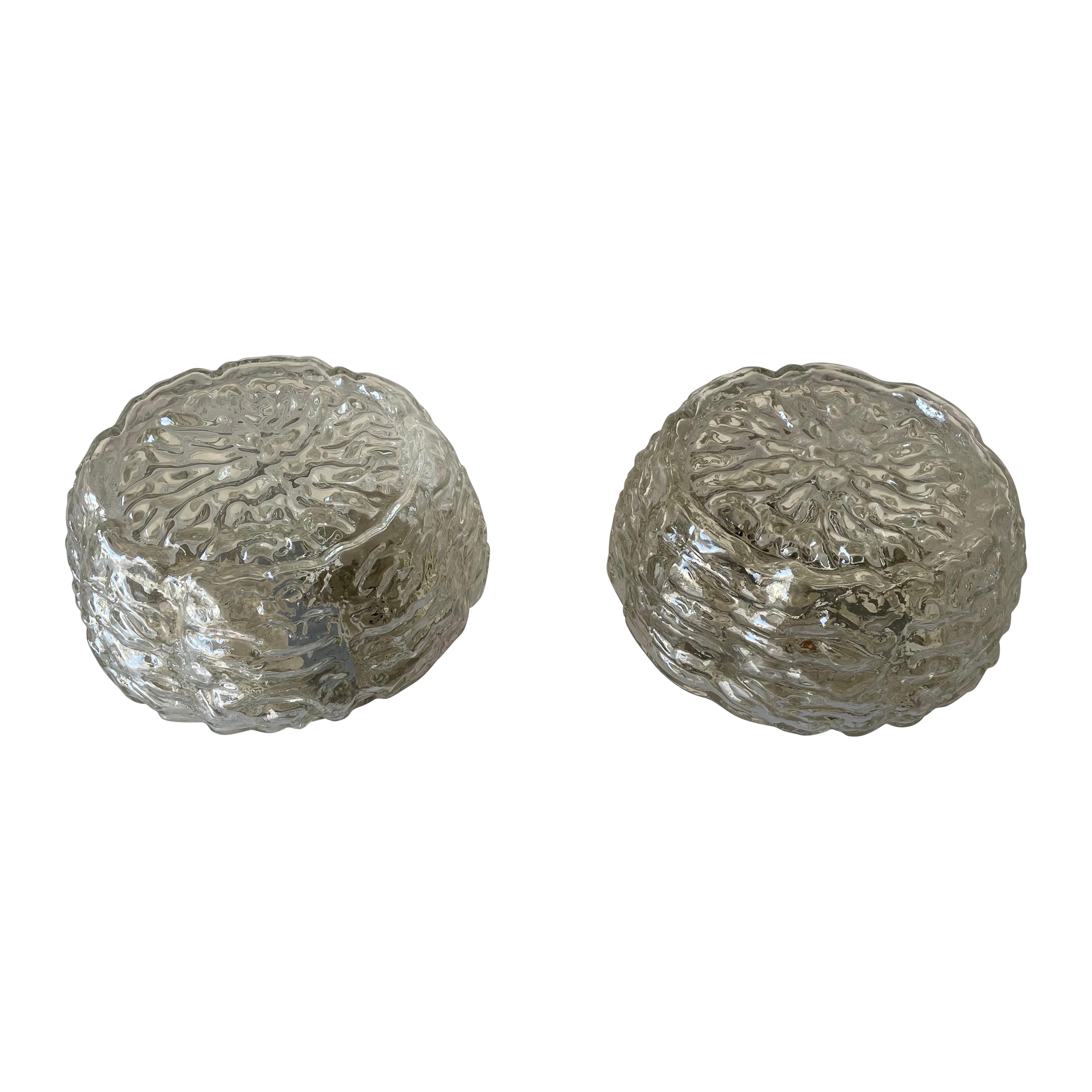 Glass in Rare Shape Pair of Sconces or Ceiling Lamps by Limburg, 1960s, Germany For Sale