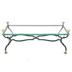 Glass, Iron, Brass Coffee Table Neoclassical manner Giocometti or Maison Jansen