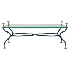 Glass, Iron, Brass Coffee Table Neoclassical manner Giocometti or Maison Jansen