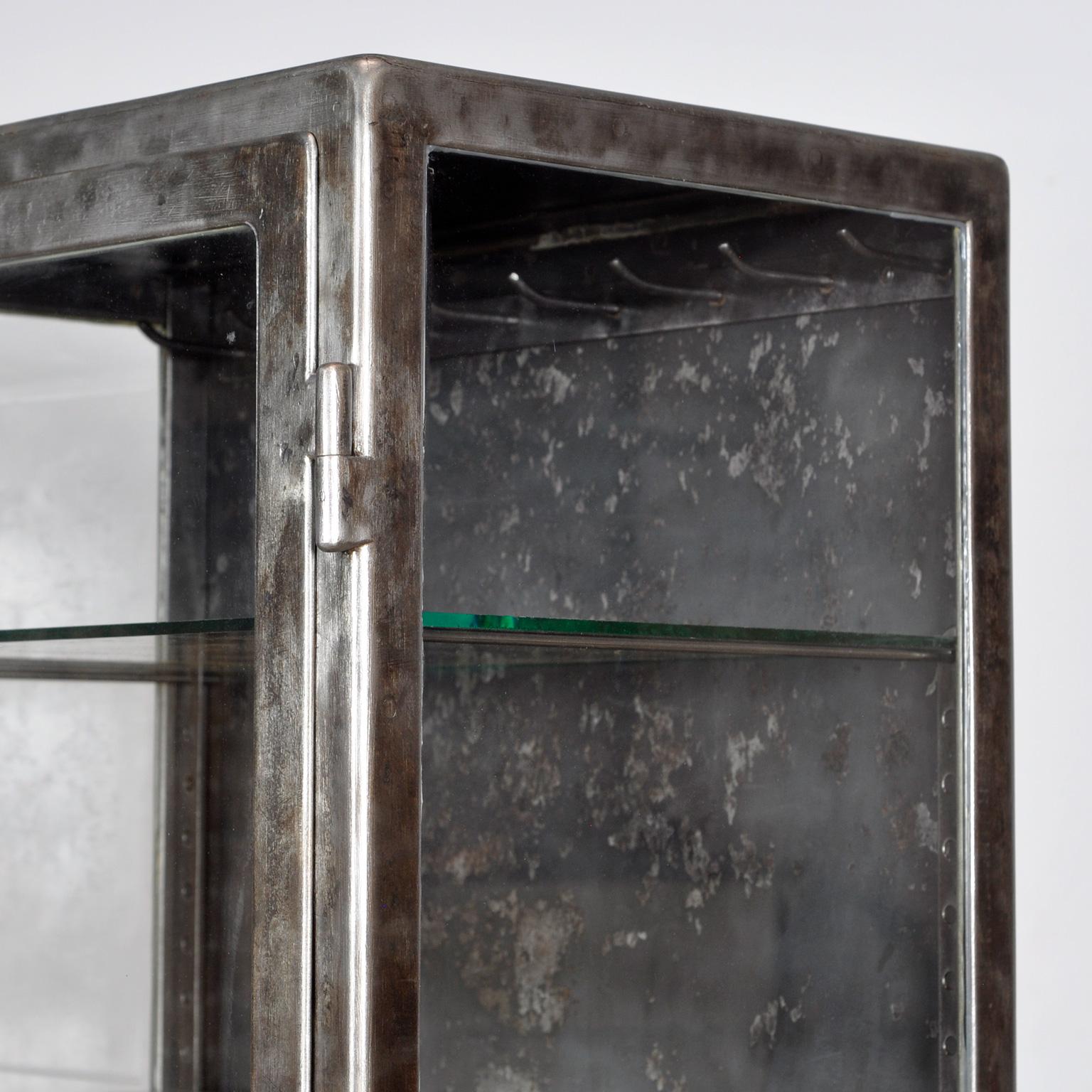 Mid-20th Century Glass & Iron Medical Cabinet, 1930s For Sale