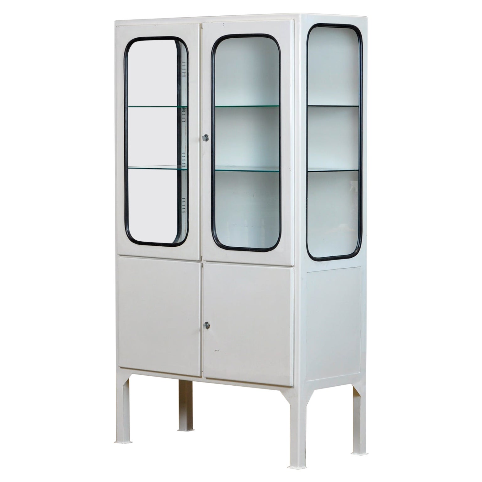 Glass 
Iron Medical Cabinet, 1970s