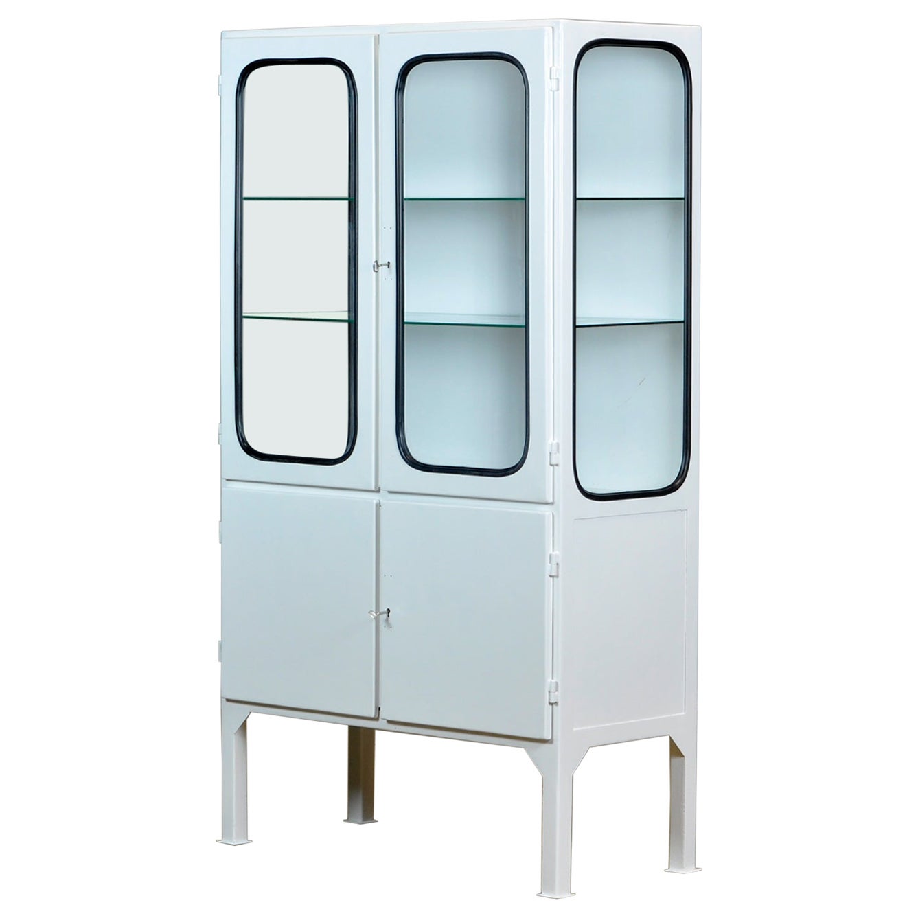 Glass 
Iron Medical Cabinet, 1970s