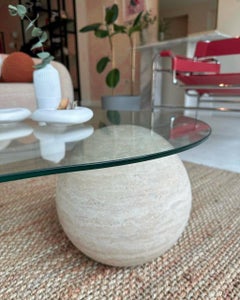 Tavolino da caffè in vetro e travertino italiano - Tavolino da caffè in pietra naturale