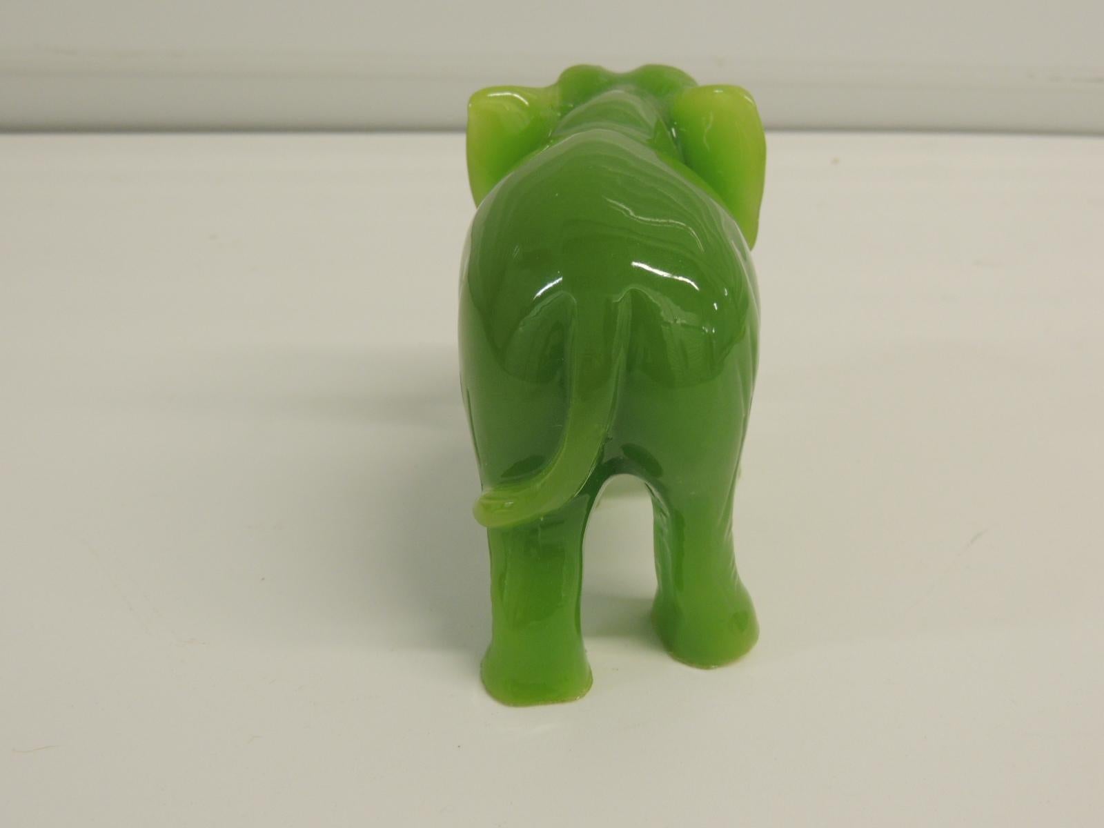 Bohemian Glass Jade Color Elephant Decorative Figurine