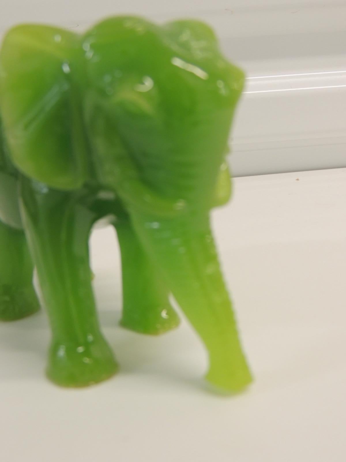 Asian Glass Jade Color Elephant Decorative Figurine