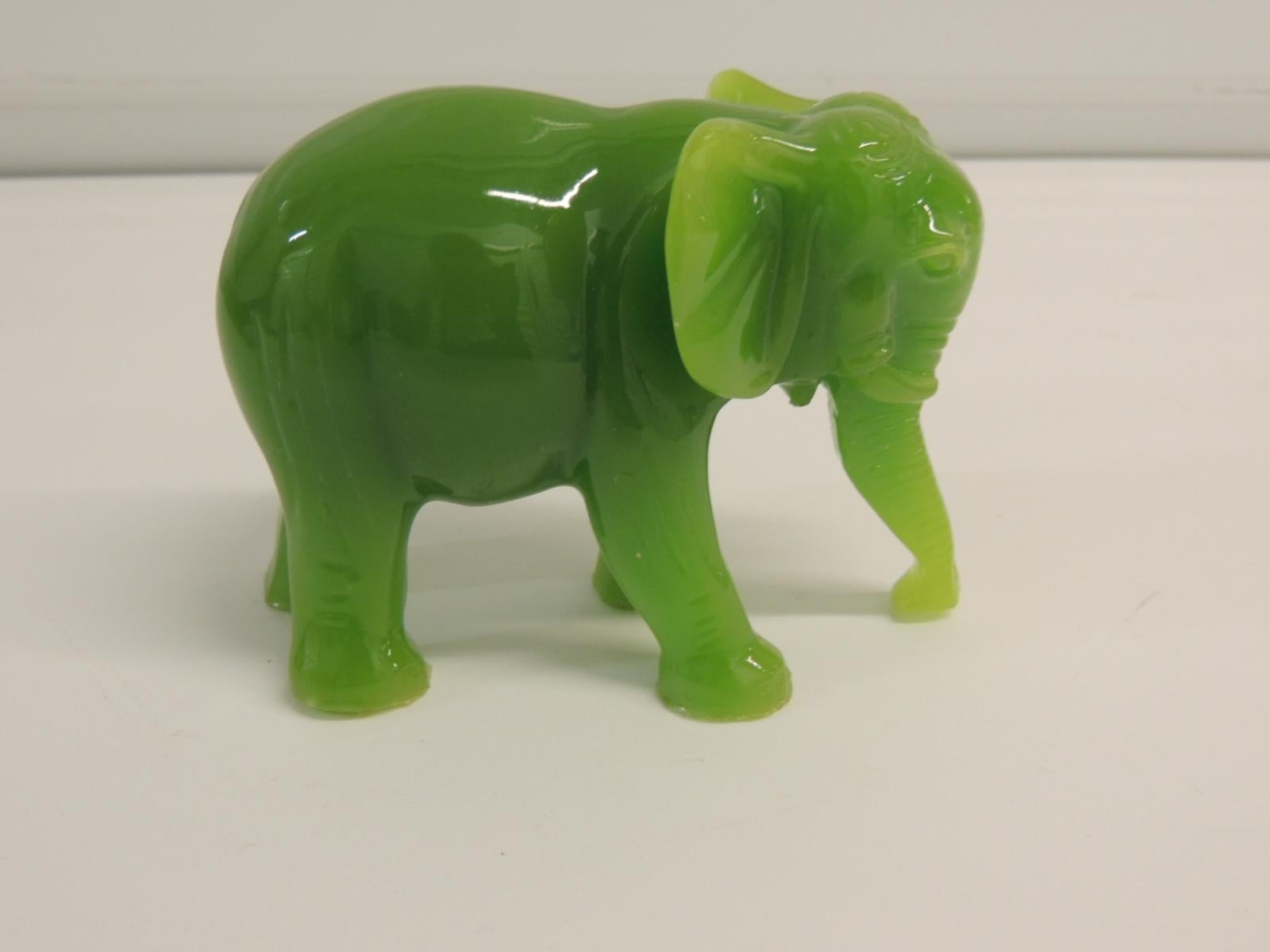 Hand-Crafted Glass Jade Color Elephant Decorative Figurine