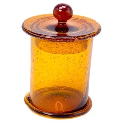 Glass Jar Box Bottle, Biot Production, in Brown Color, France 1970