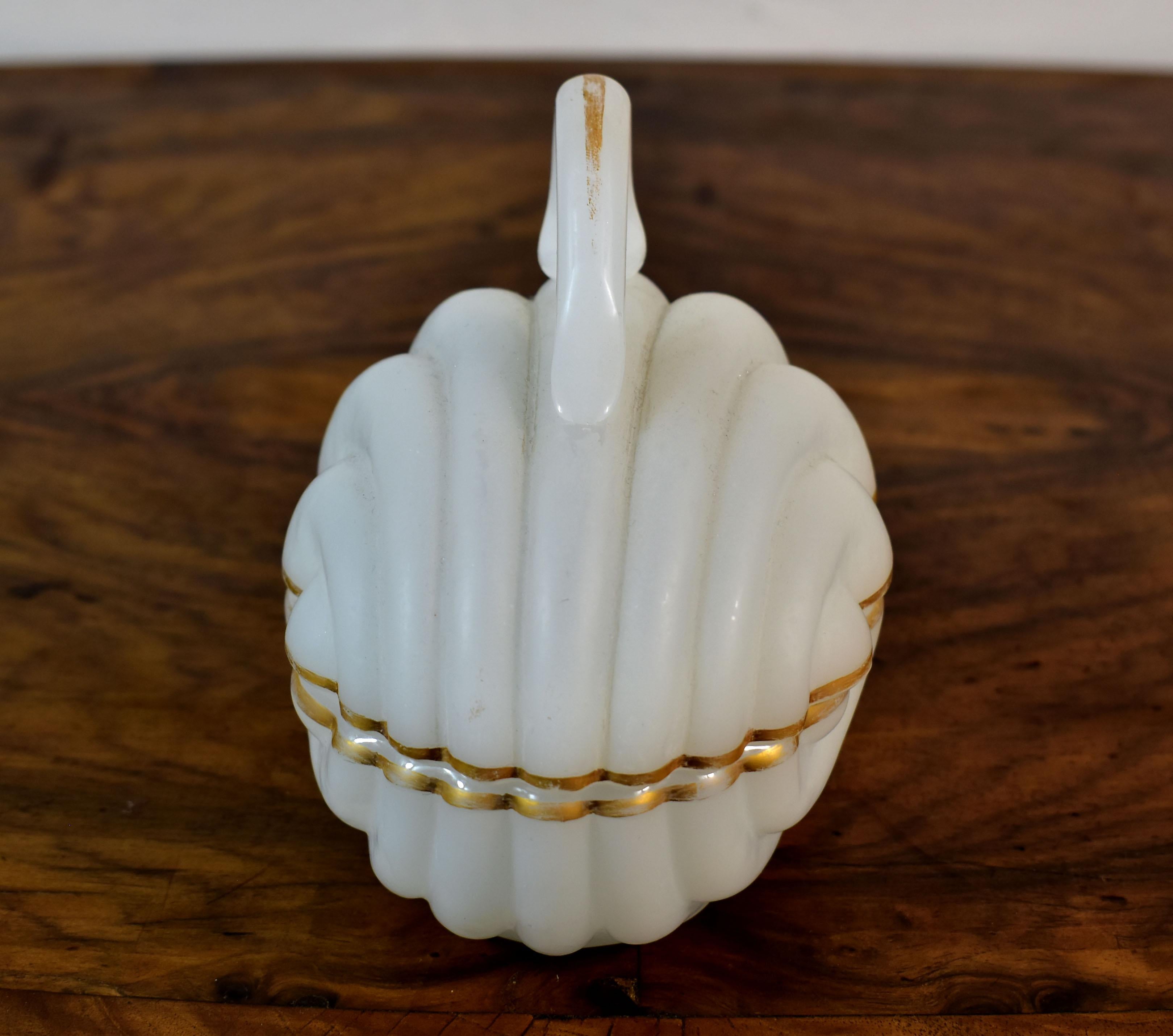 Glass Jar in the Shape of a Seashell , Opaline Bohemian Glass , 19th century For Sale 9