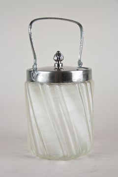 Glass Jar with Chromed Lid Art Nouveau, Austria, circa 1900