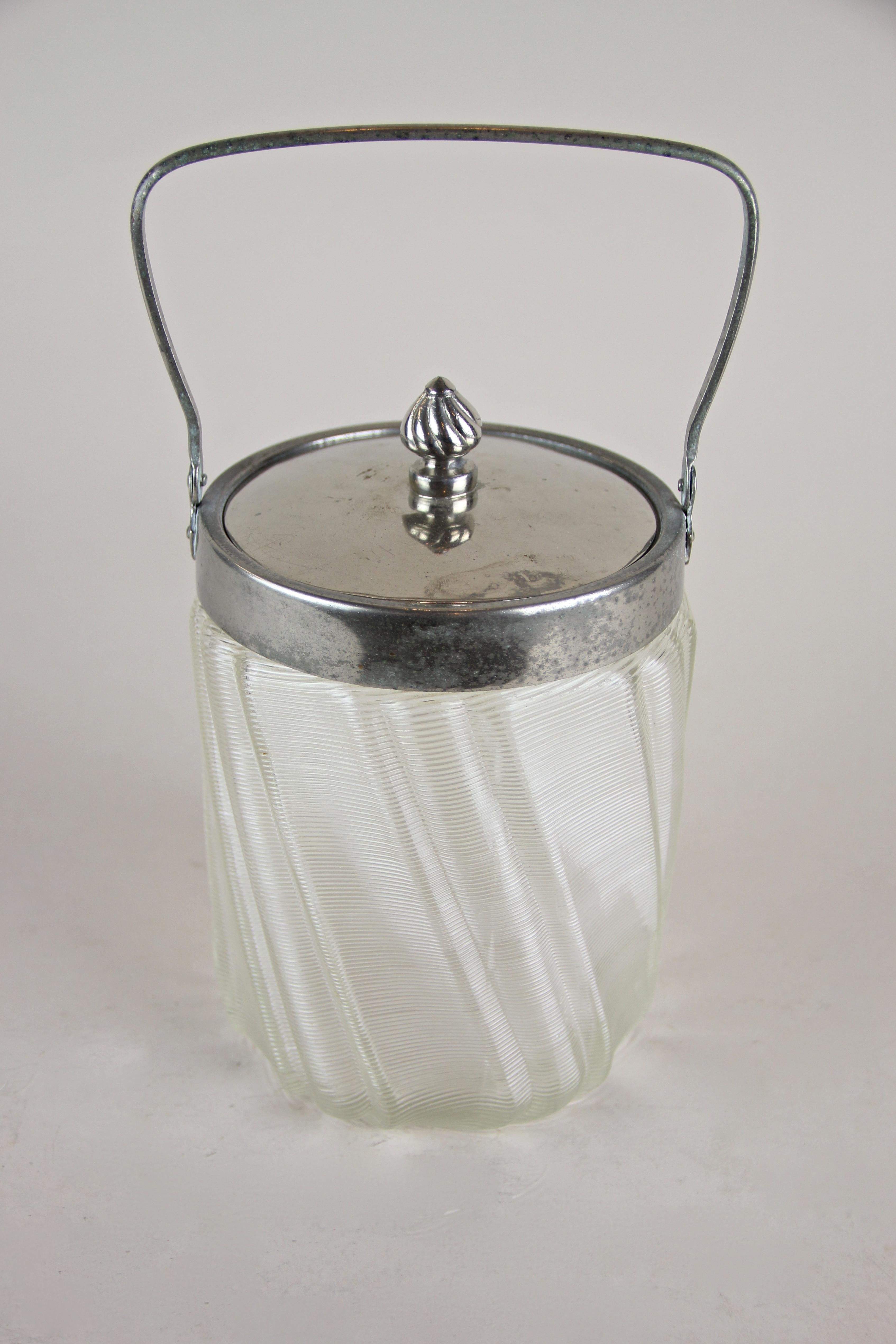 Austrian Glass Jar with Chromed Lid Art Nouveau, Austria, circa 1900