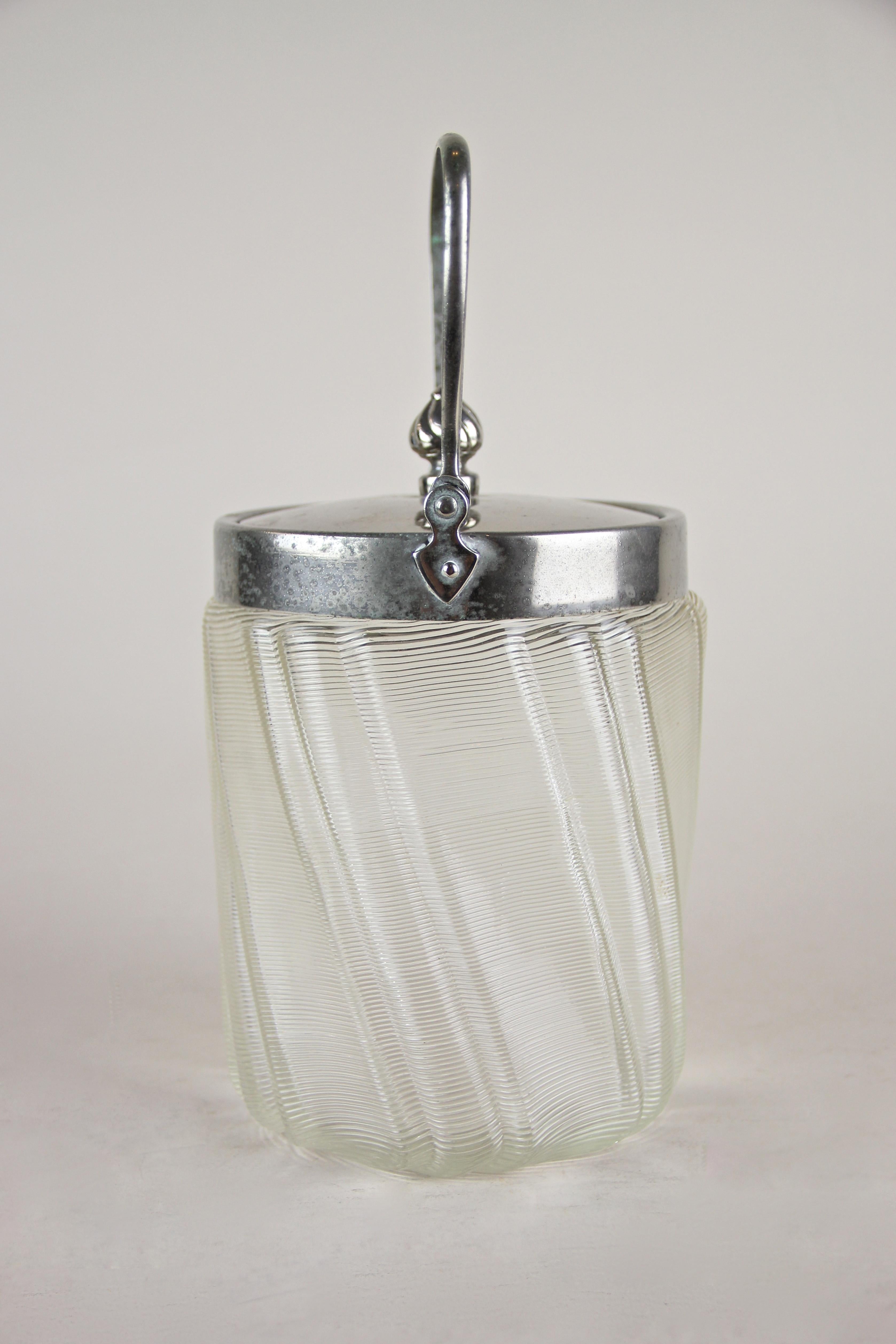 Glass Jar with Chromed Lid Art Nouveau, Austria, circa 1900 In Good Condition In Lichtenberg, AT